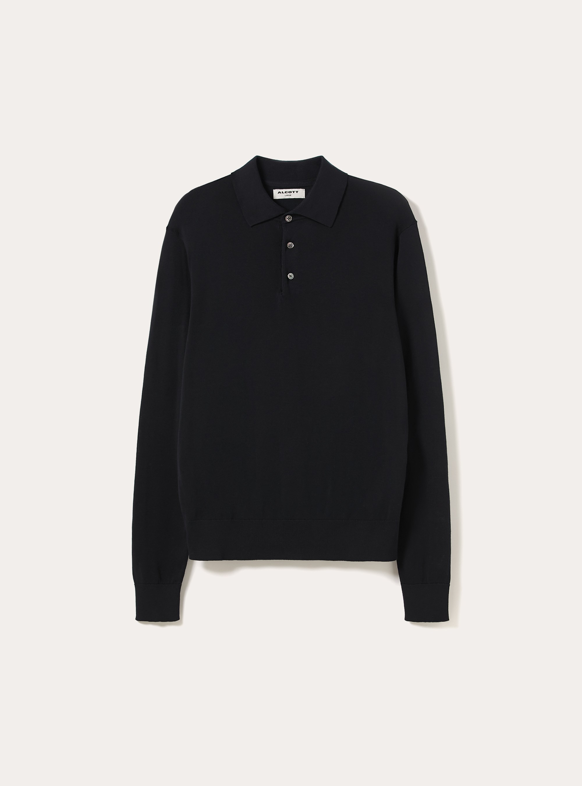 Long-sleeved cotton polo shirt, NA1 NAVY DARK