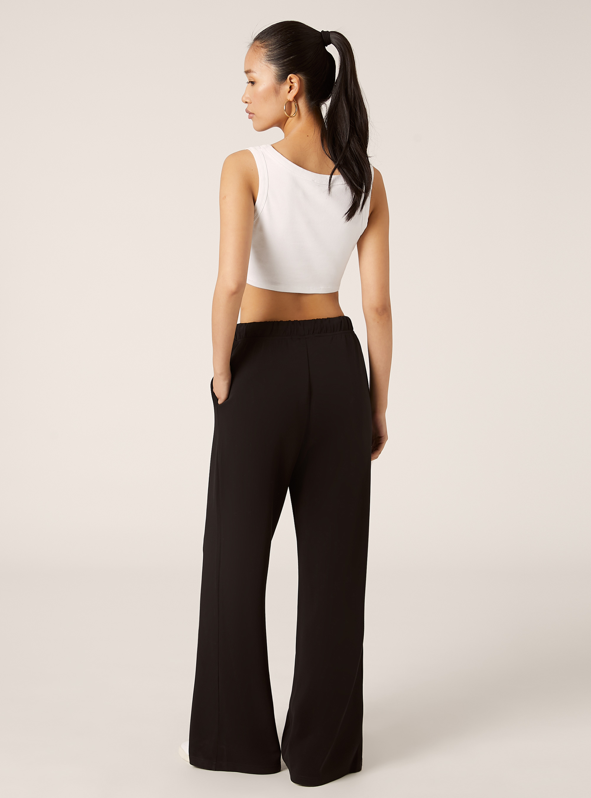 Wide leg soft touch jogger, BK1 BLACK