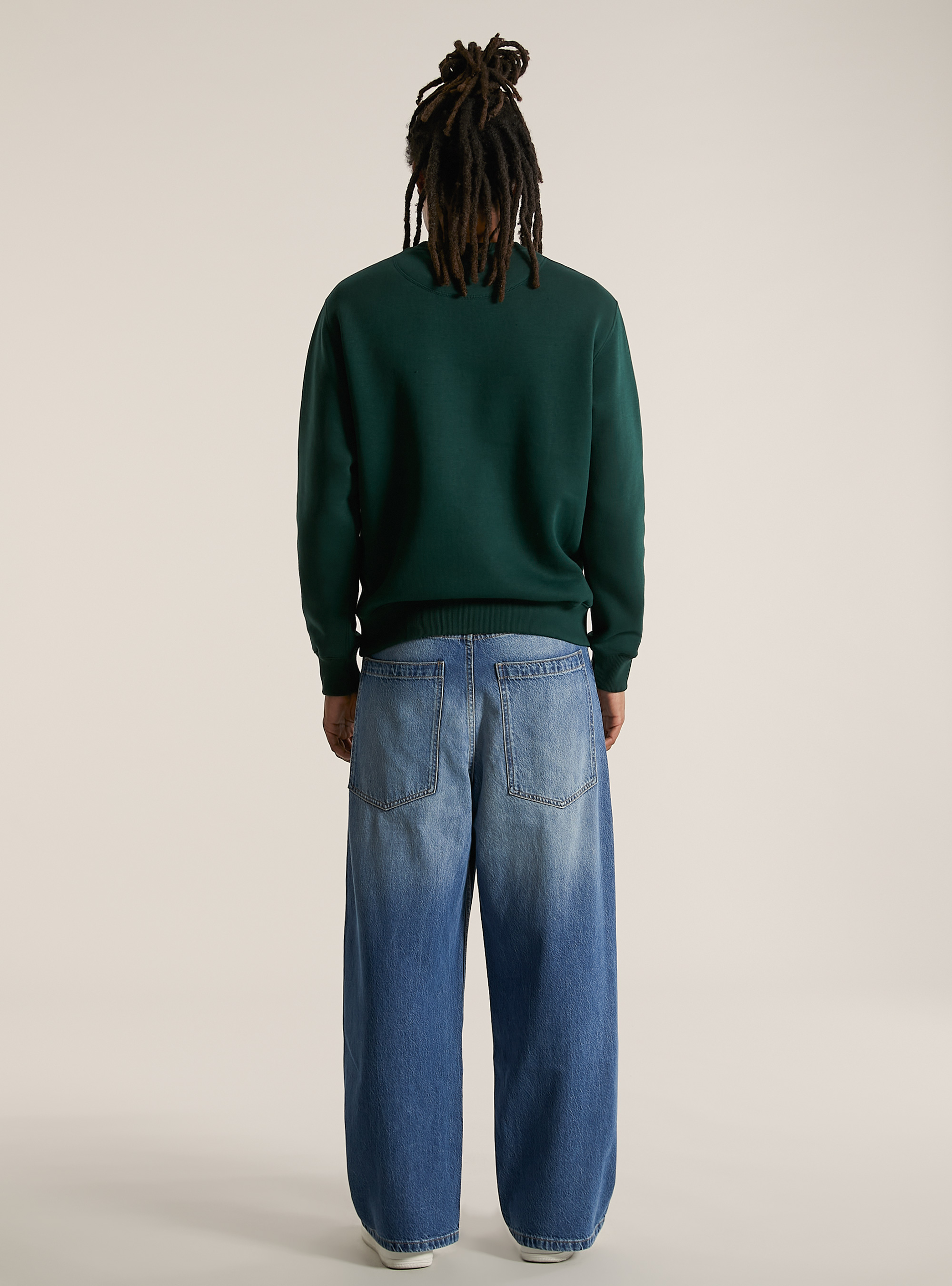 Solid-coloured crewneck sweatshirt, GN1 GREEN DARK