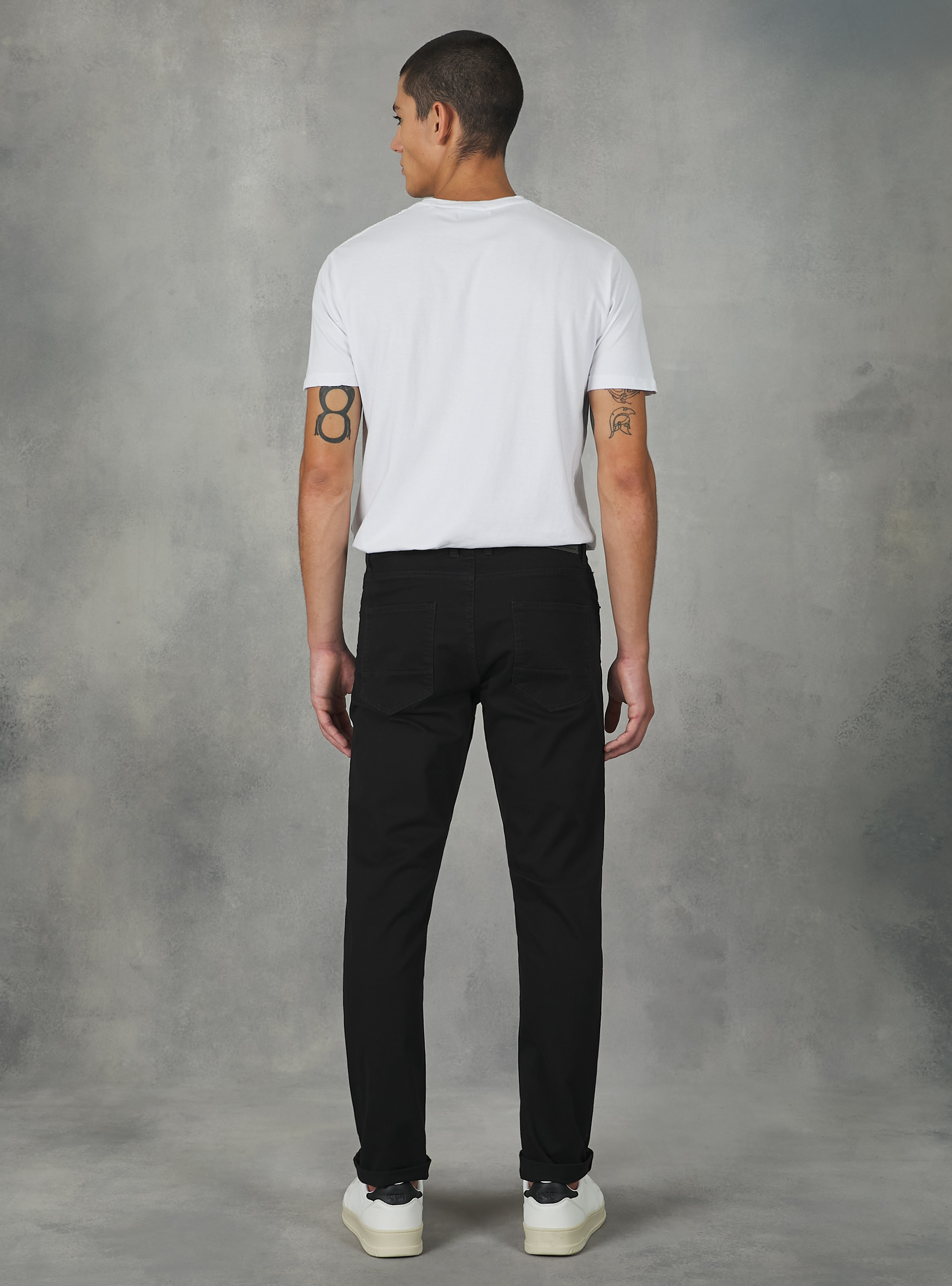 Pantalones ajustados de algod&oacute;n, BK1 BLACK