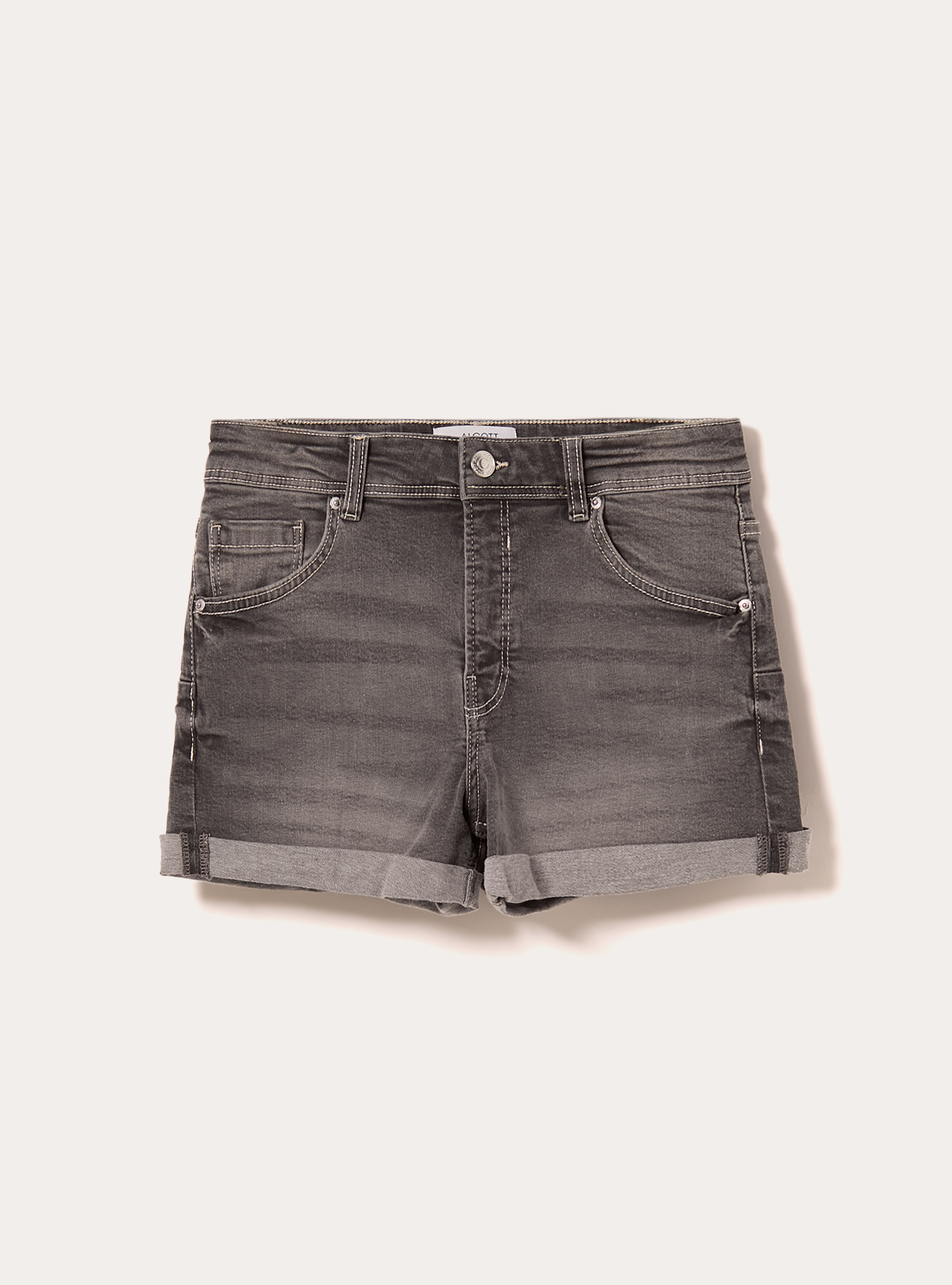 Mom slim fit stretch denim shorts, D00G GREY