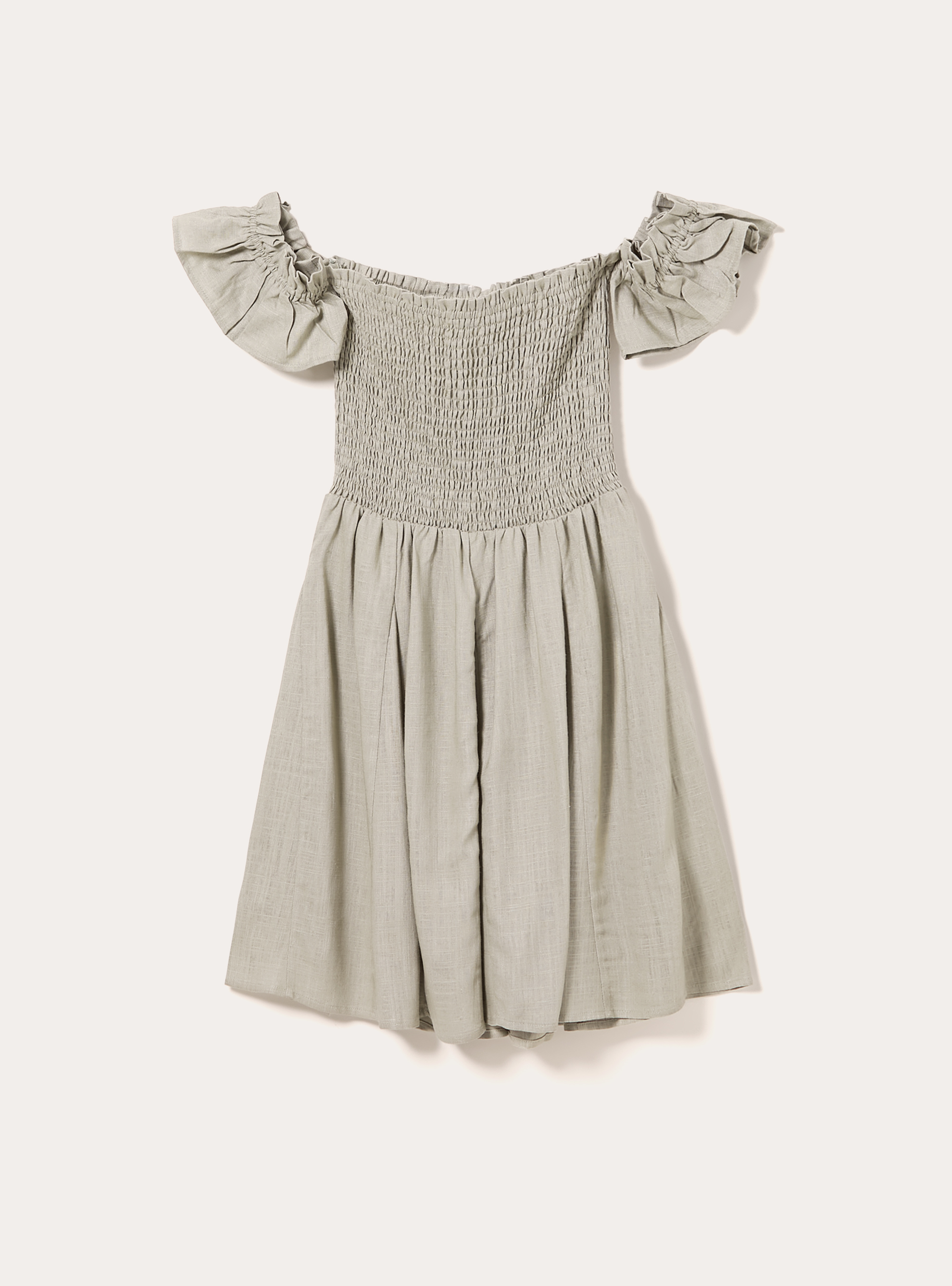 Vestido fruncido en mezcla de lino, KY3 KAKY LIGHT