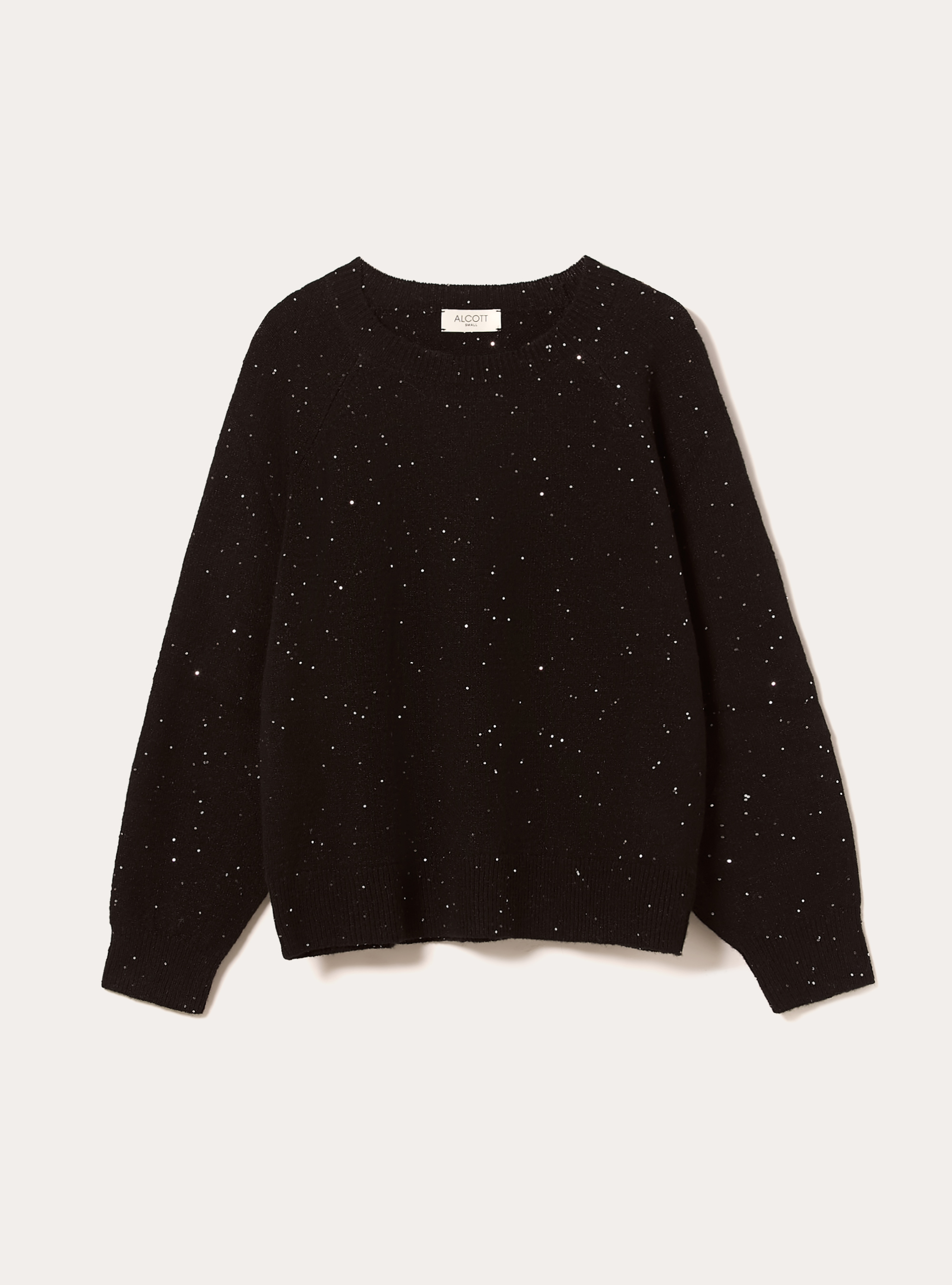 Maglia girocollo manica raglan in lurex, BK1 BLACK