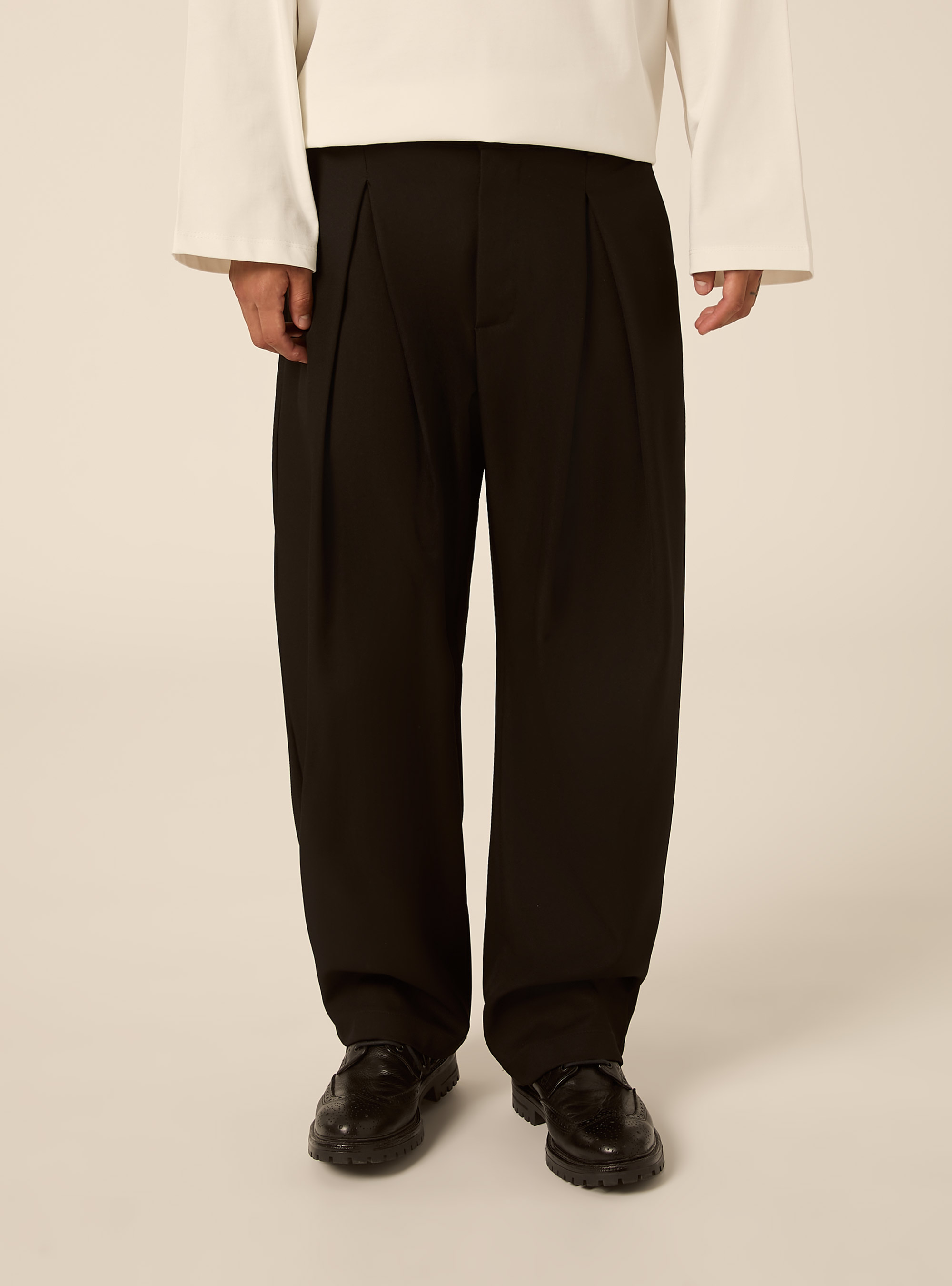 Pantaloni baggy con piega, BK1 BLACK