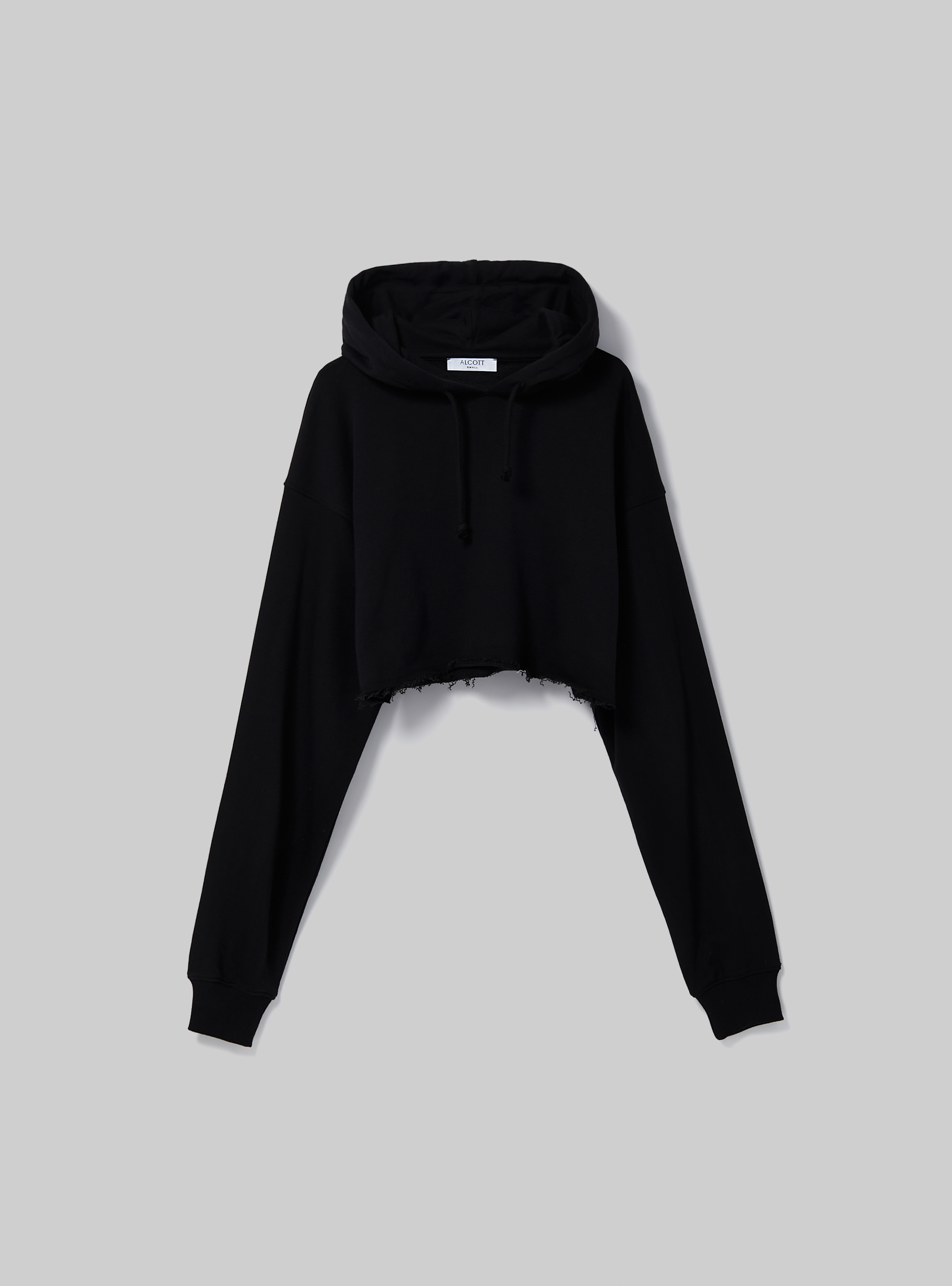 Cropped hooded sweatshirt, BK1 BLACK