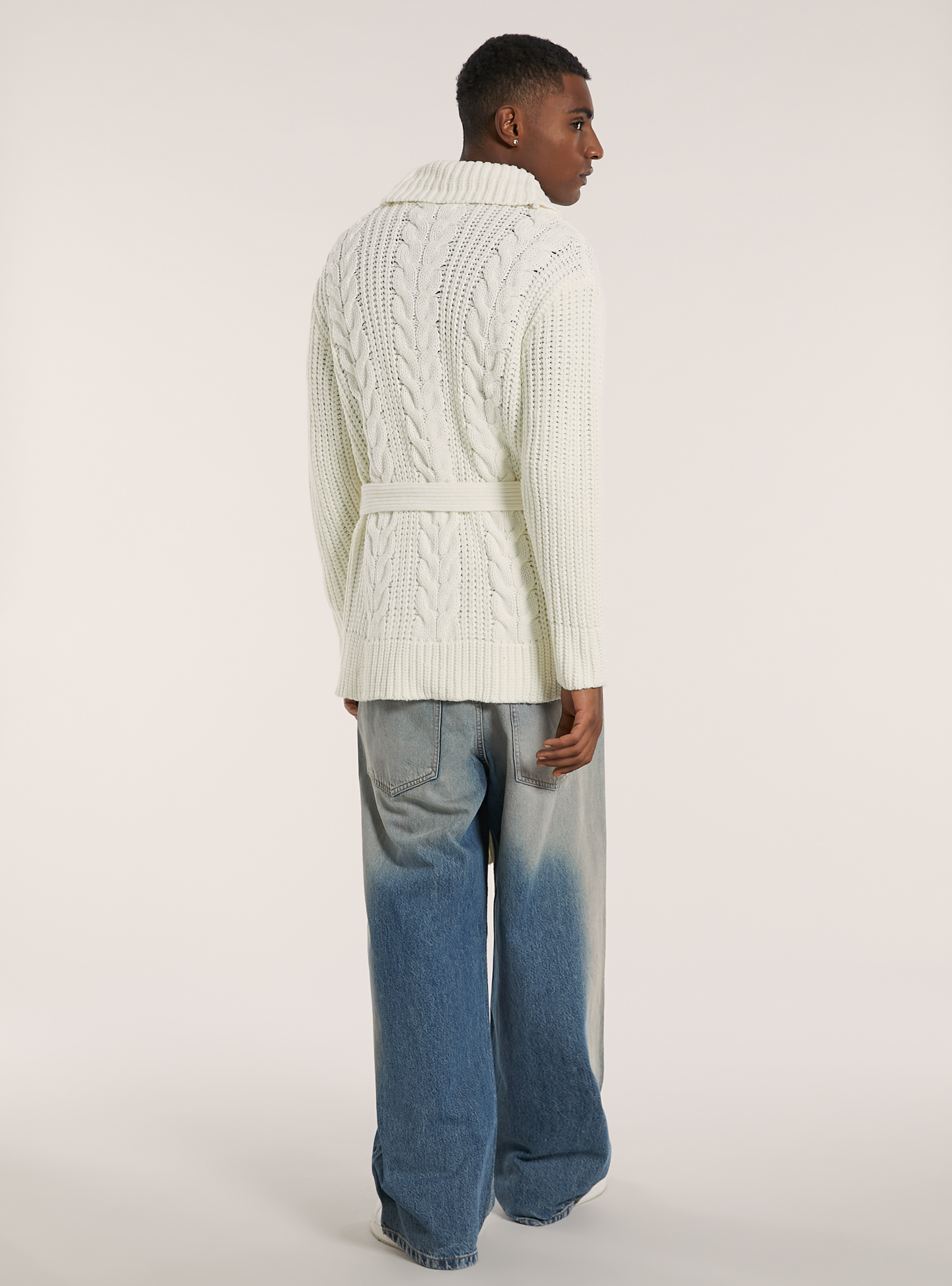 Pullover cardigan a trecce aperto, WH2 WHITE