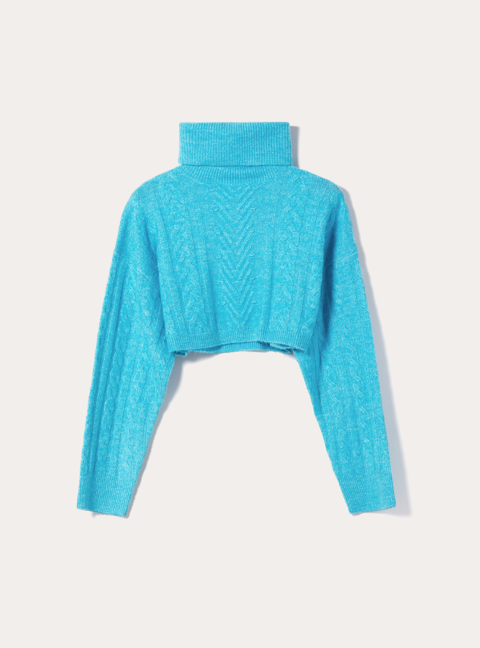 Pull à col roulé croisé, MAZ2 AZURE MEL MEDIUM