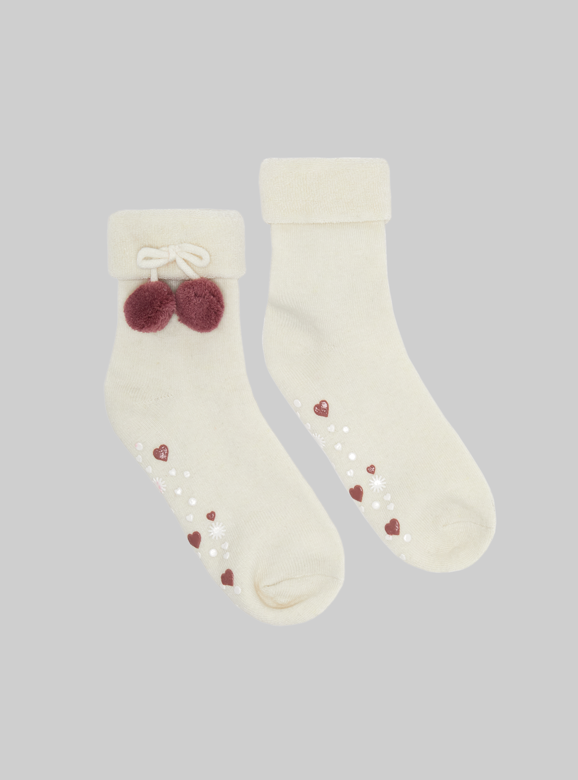Slip-on socks with pom-poms, WH1 OFF WHITE