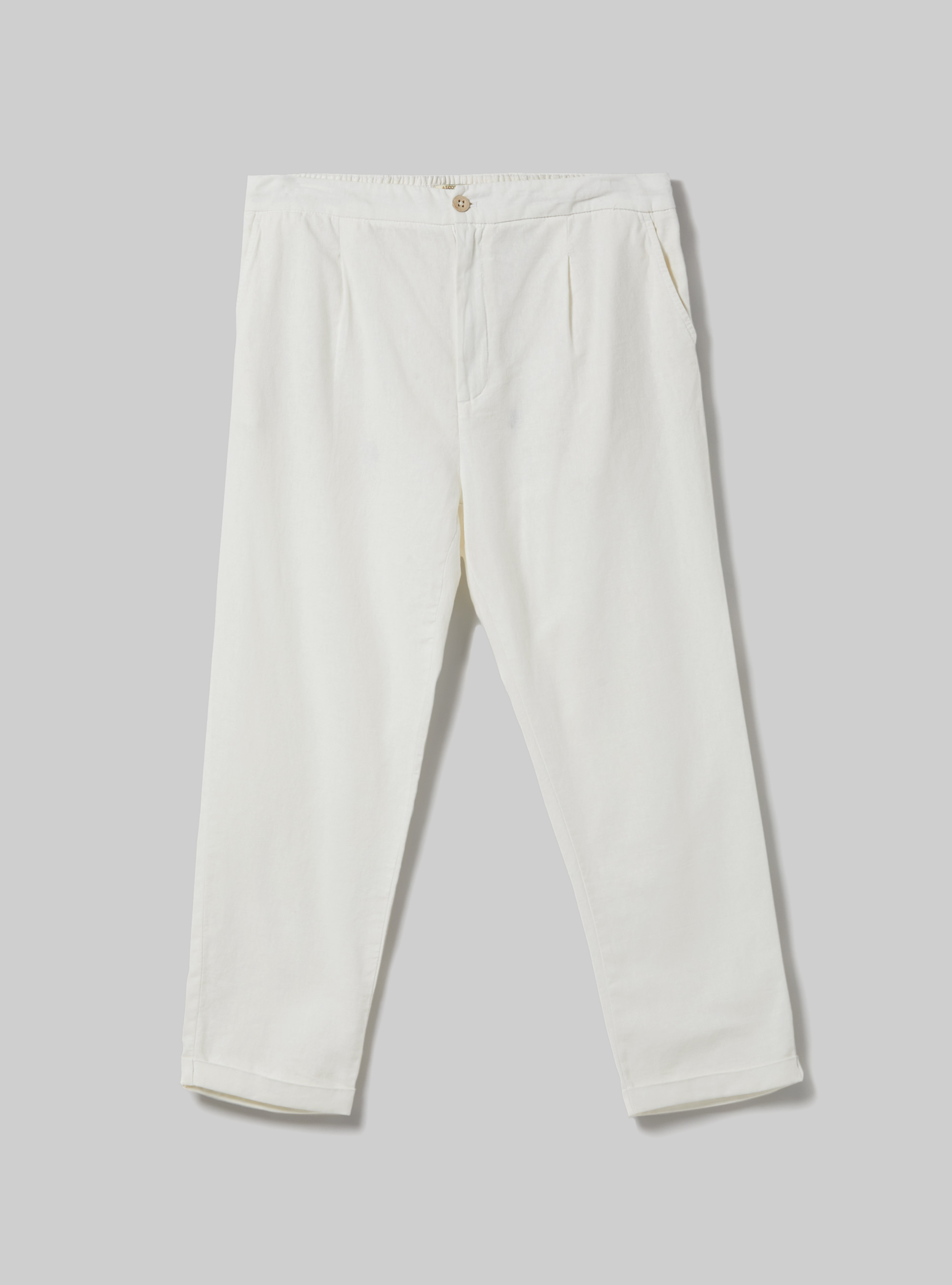 Pantalon en lin m&eacute;lang&eacute; avec pinces, WH2 WHITE