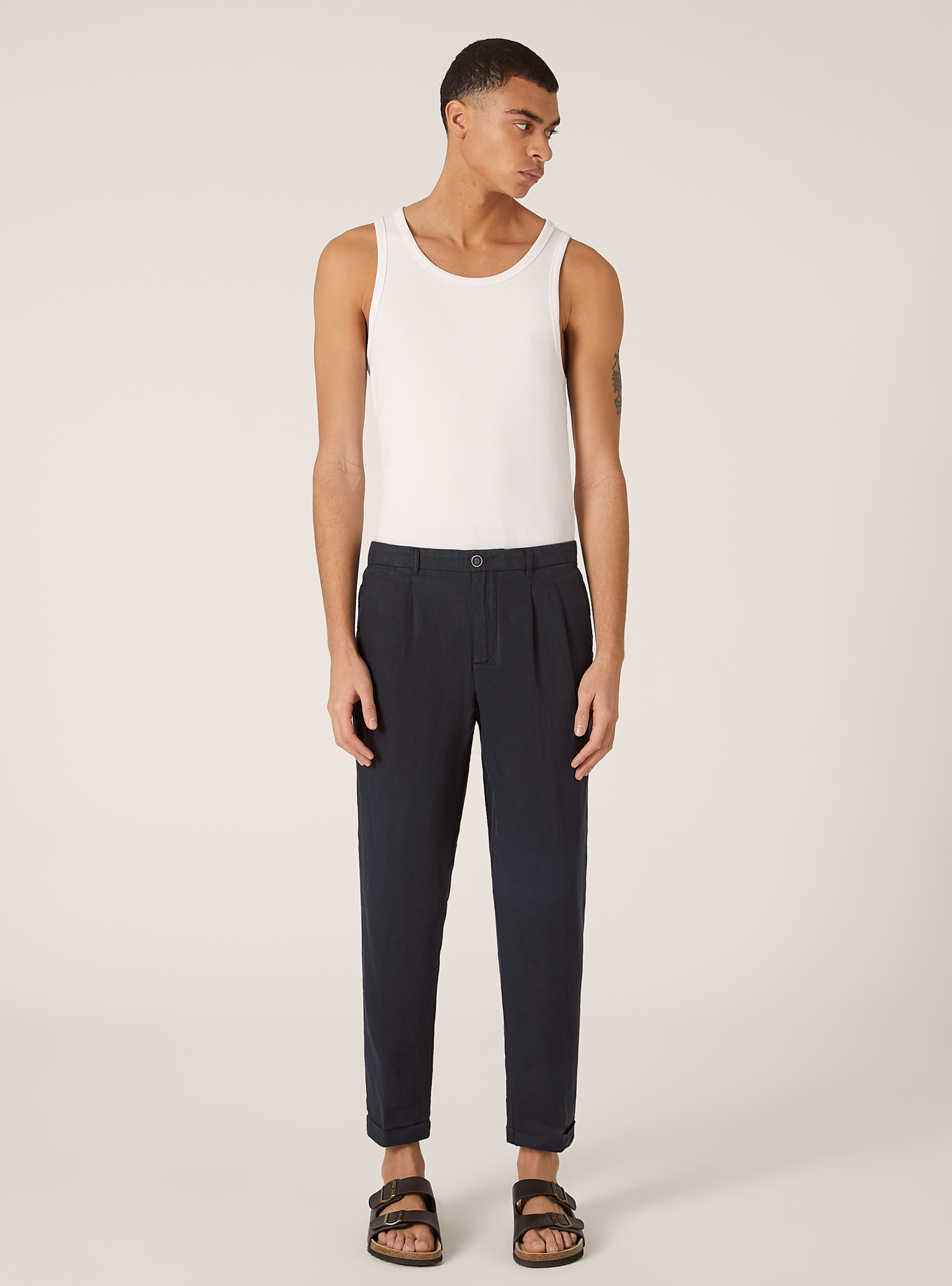 Pure linen chinos, NA1 NAVY DARK