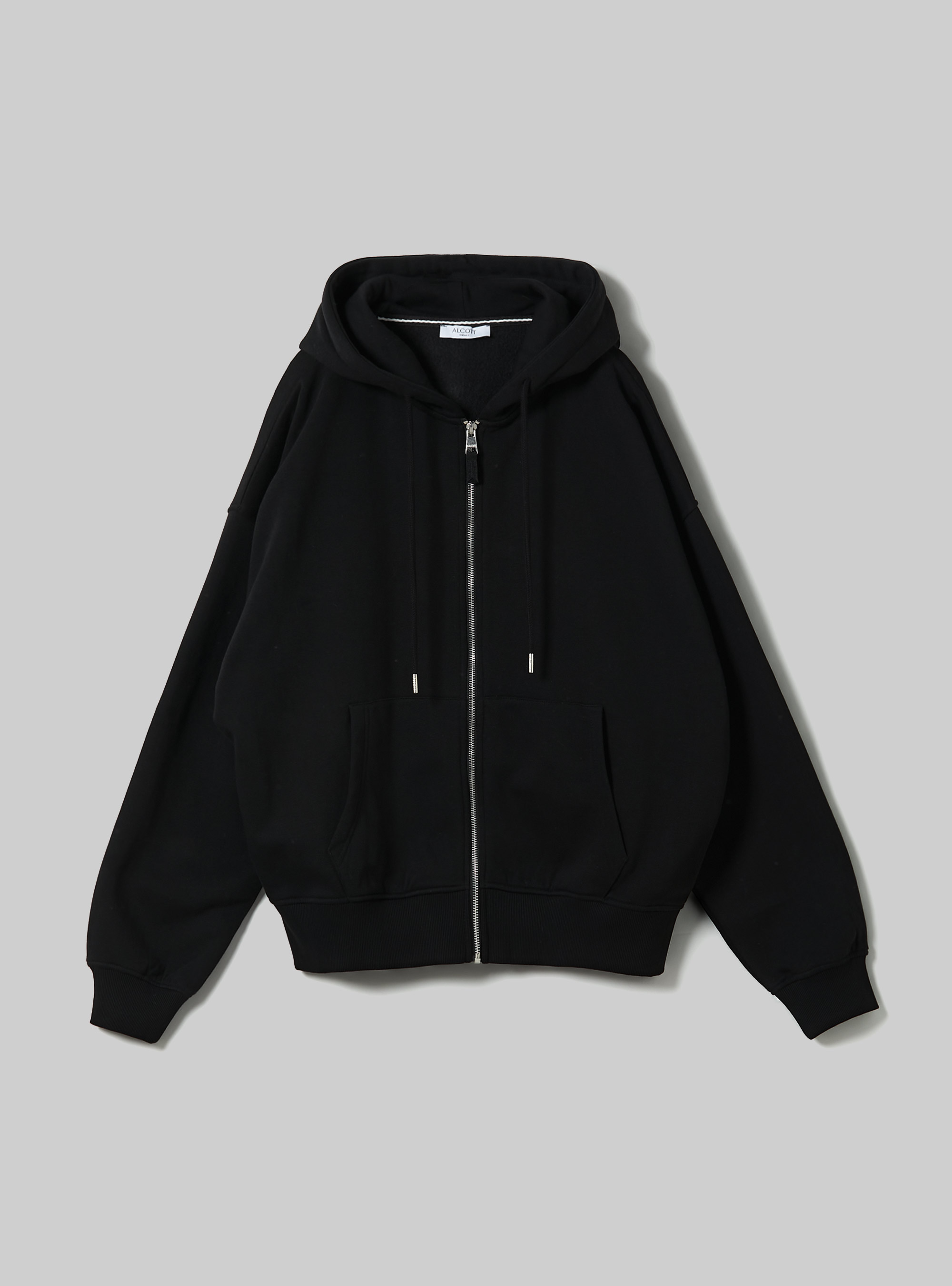 Zip et sweat à capuche en coton, BK1 BLACK
