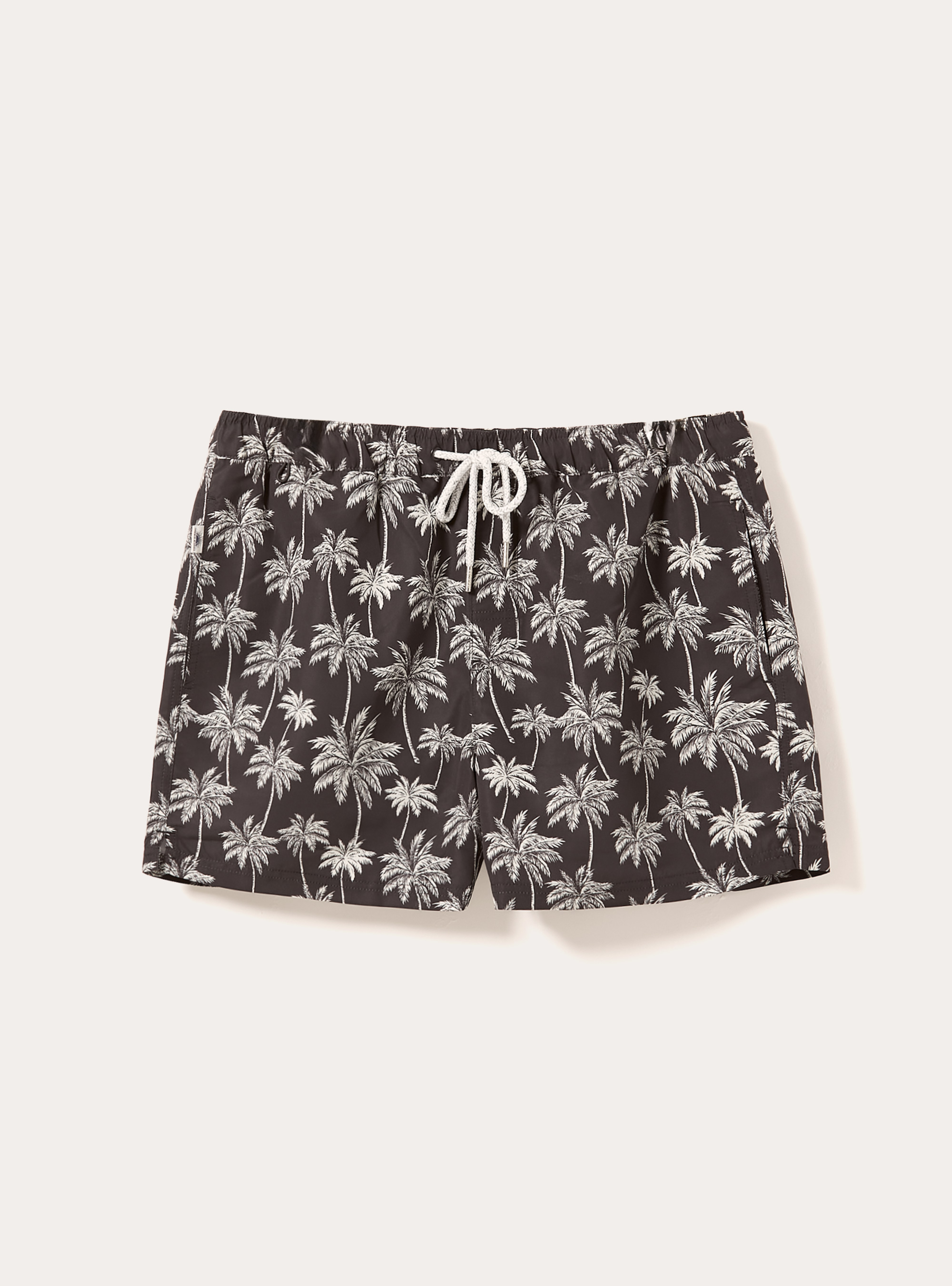 Swimming costume with palm print, BK1 BLACK