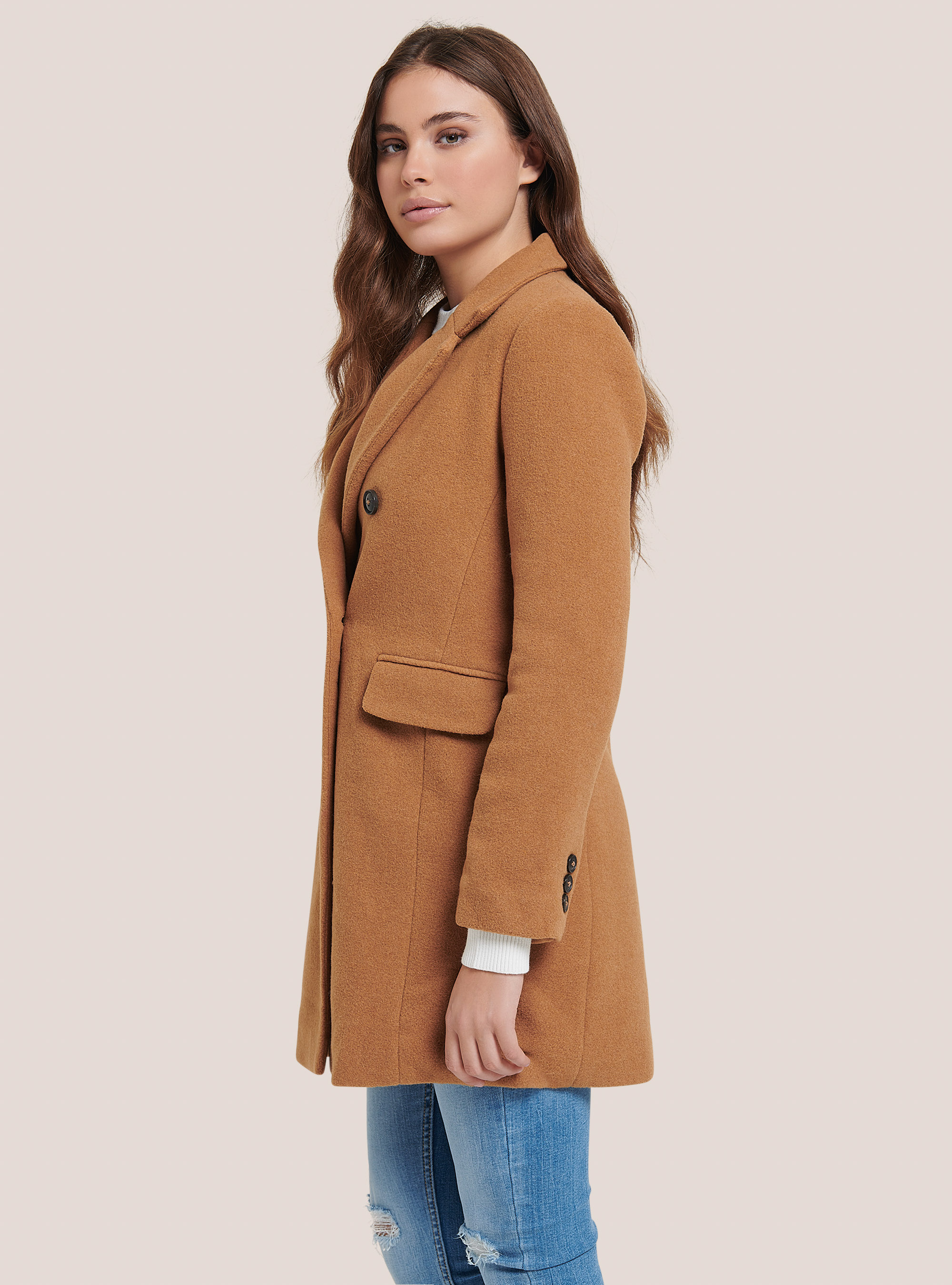 Cappotto doppiopetto misto lana, TB1 TOBACCO DARK