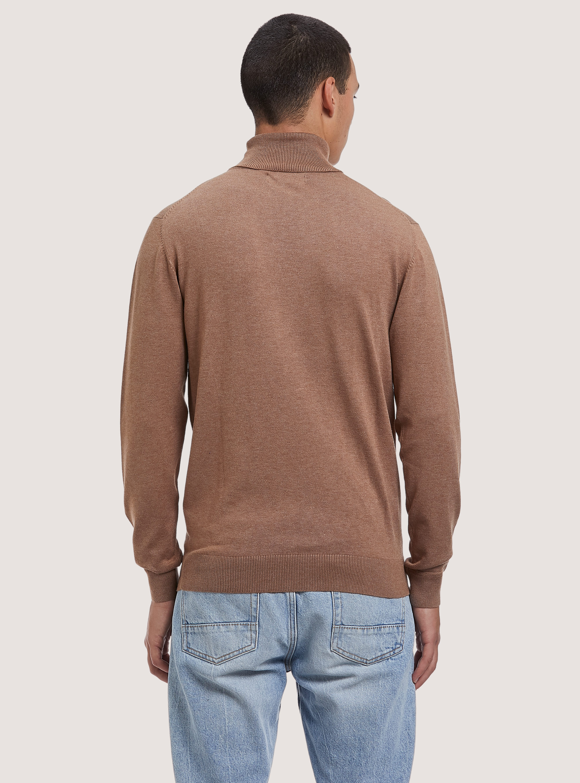 Plain-coloured turtleneck pullover, MBG3 BEIGE MEL LIGHT