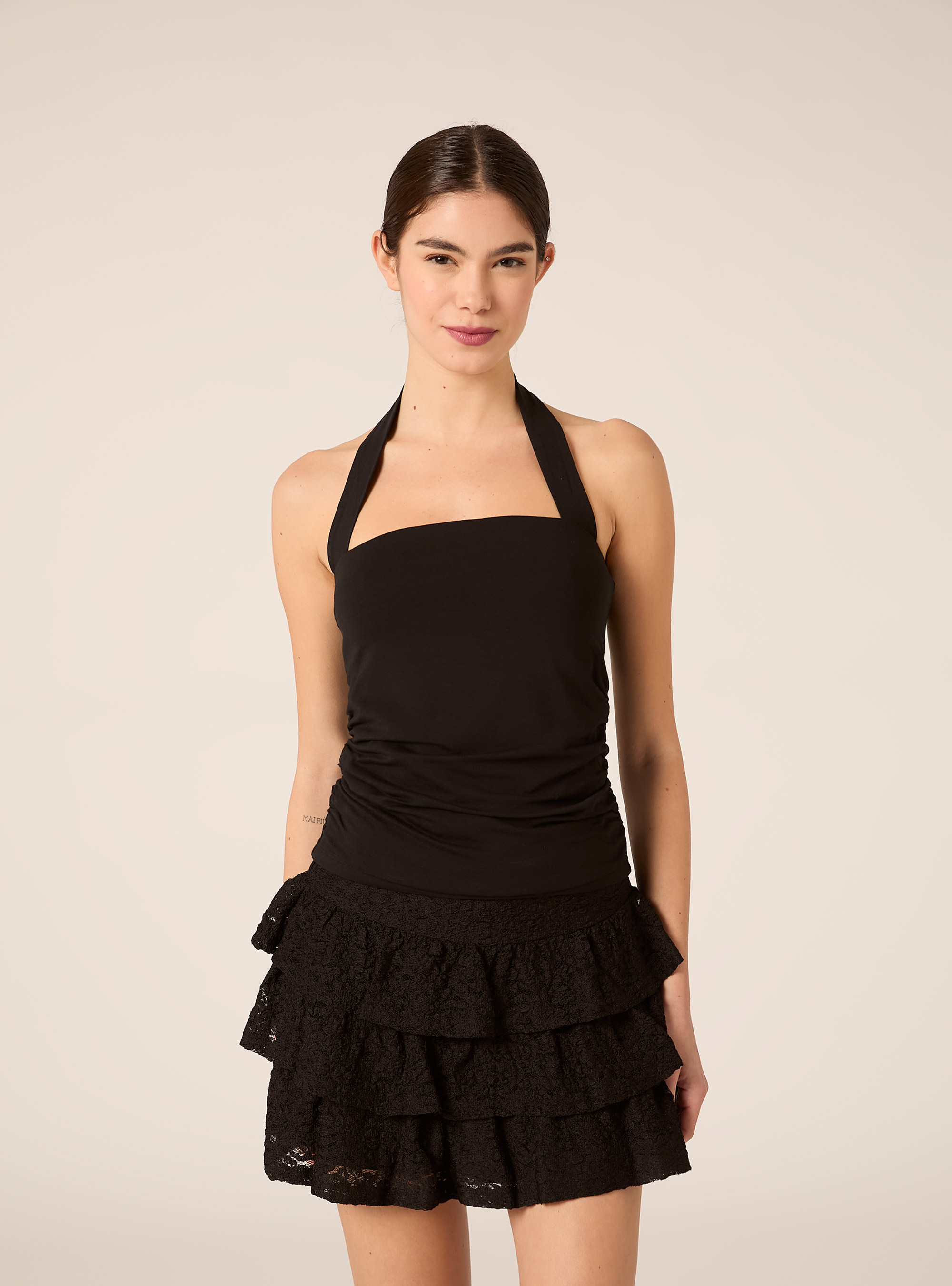 Jersey bandeau top, BK1 BLACK