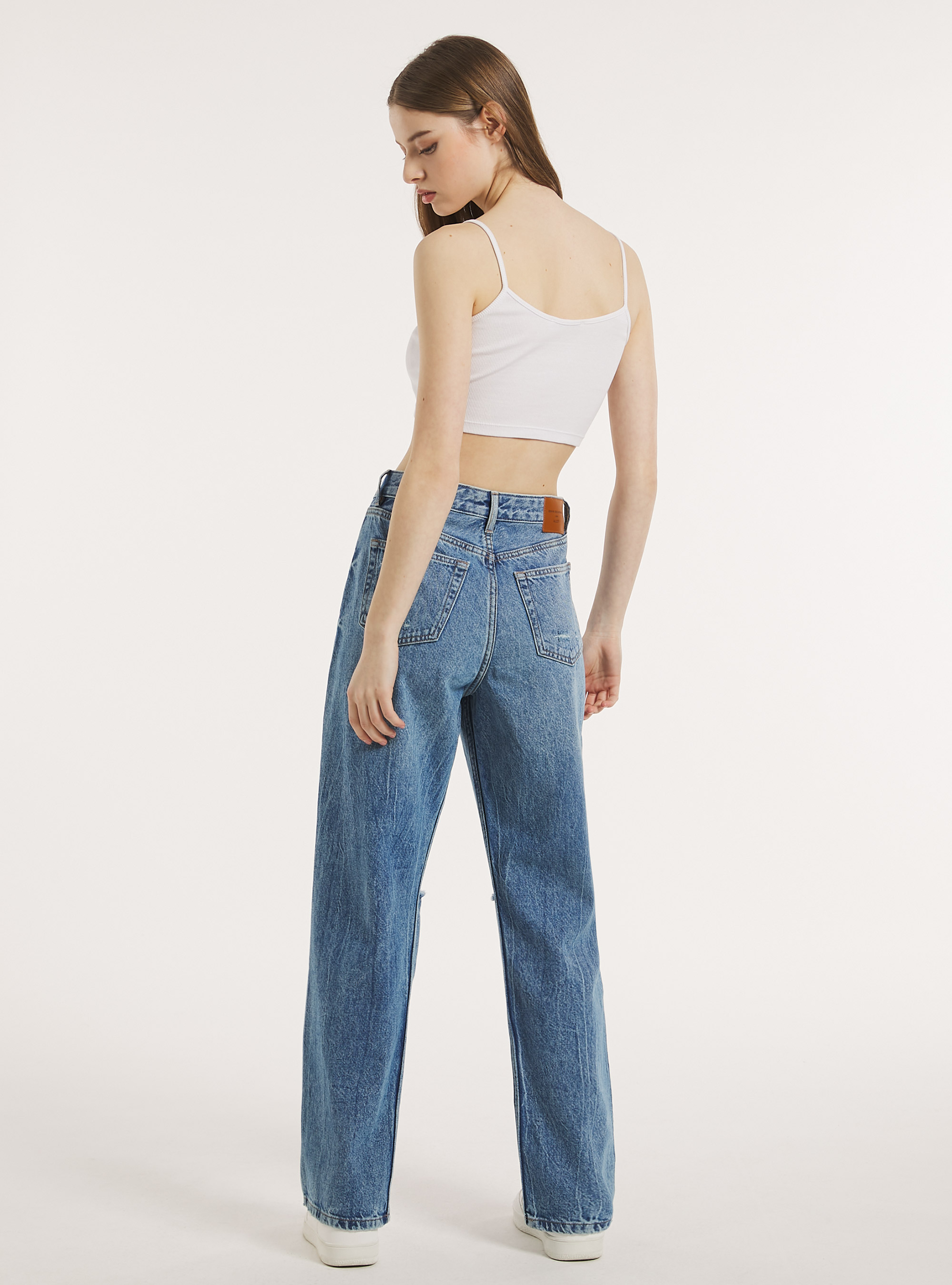 Jean ample à coupe droite, D003 MEDIUM BLUE