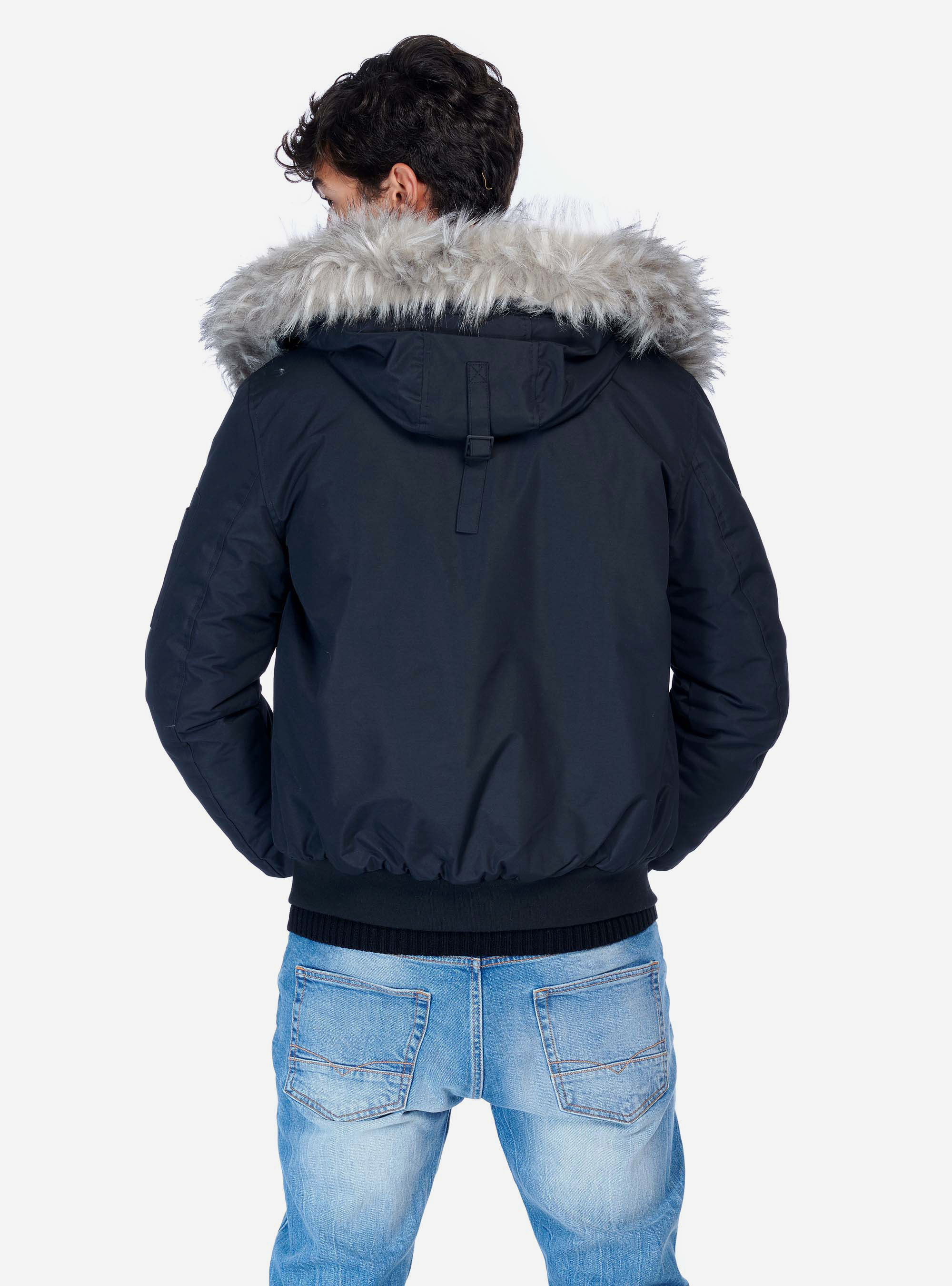 Giubbotto collo pelliccia, NERO