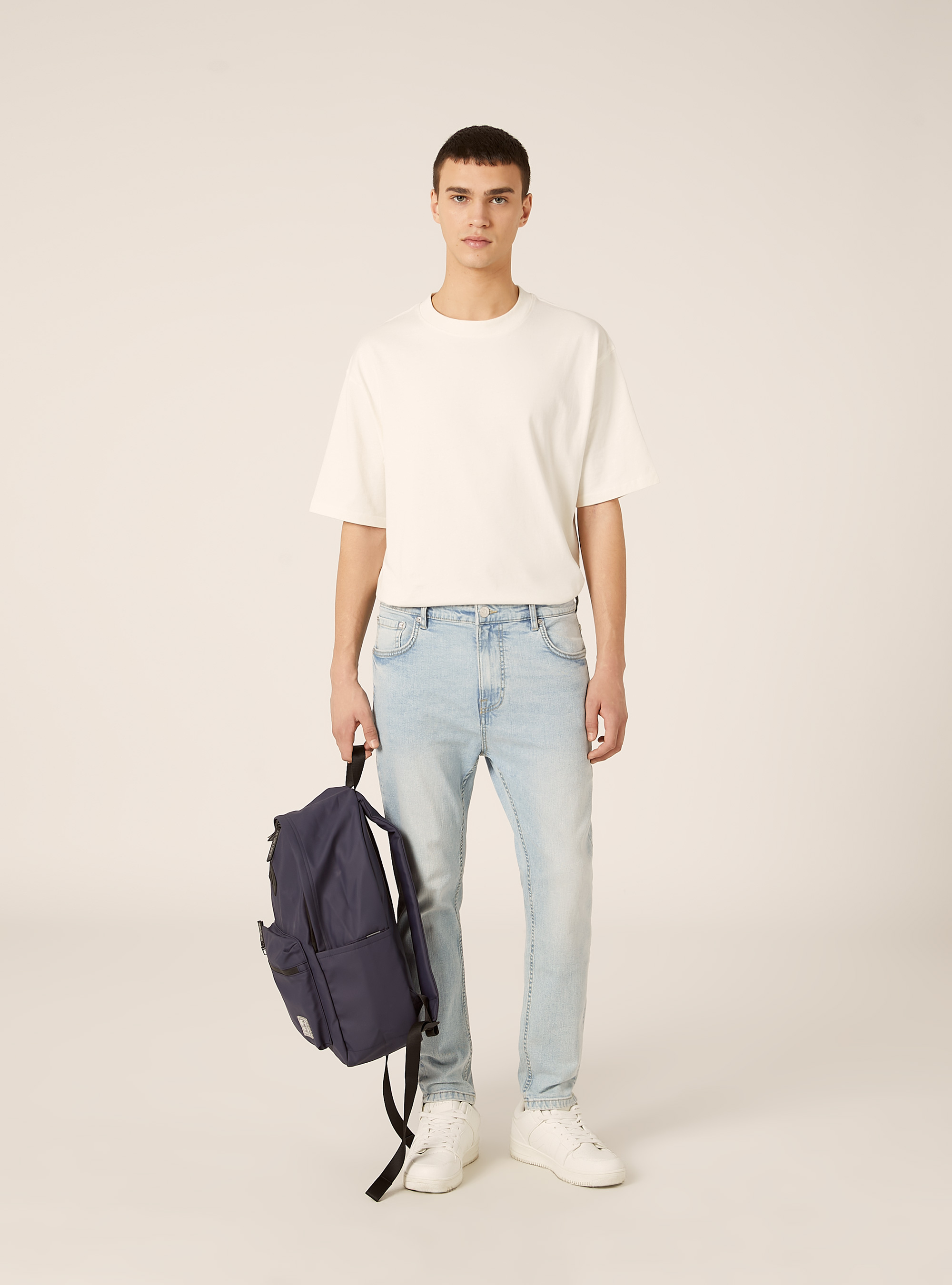 Stretch denim carrot fit jeans, D007 LIGHT AZURE