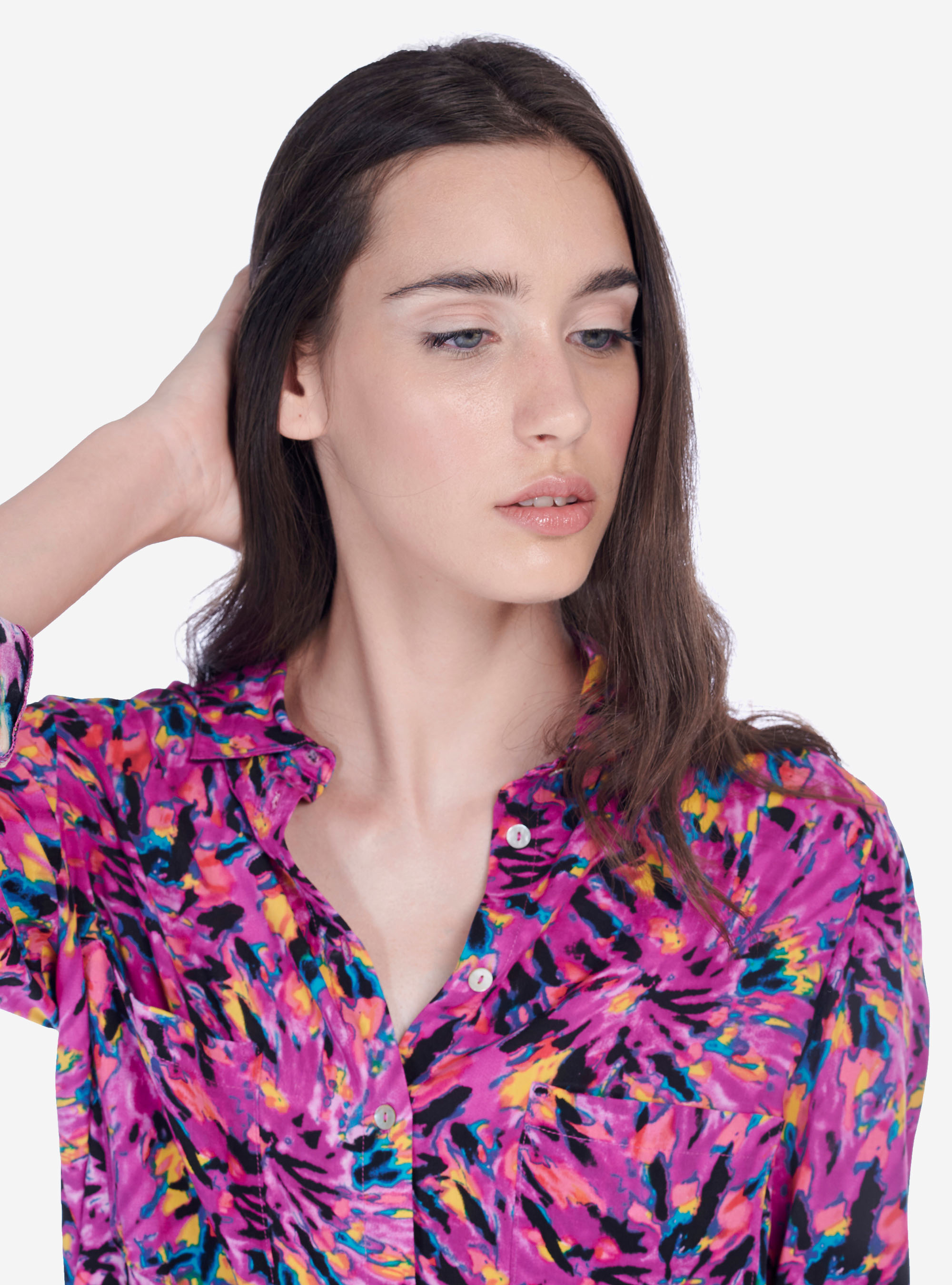 CAMISA ESTAMPADA DE MANGA LARGA, MULTICOLORE