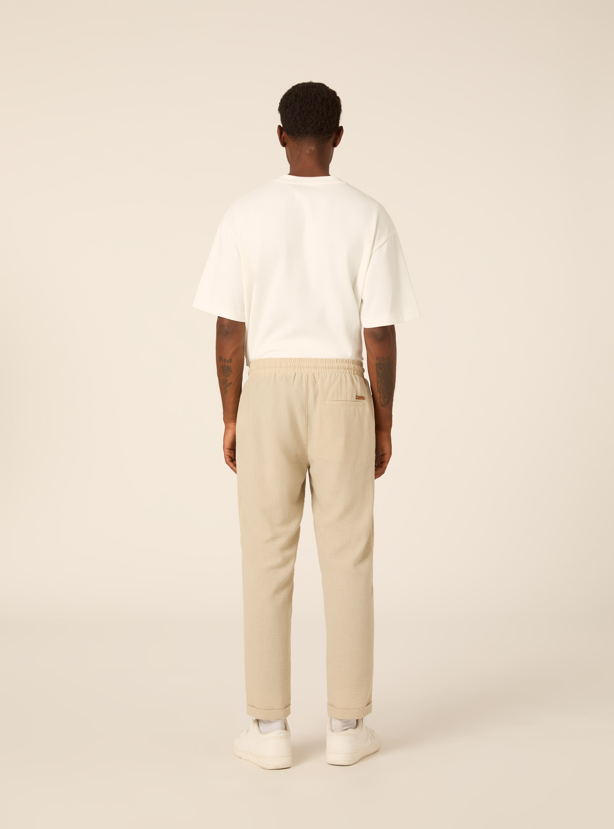 Pantalaccio basico con elastico in vita e coulisse, BG3 BEIGE LIGHT