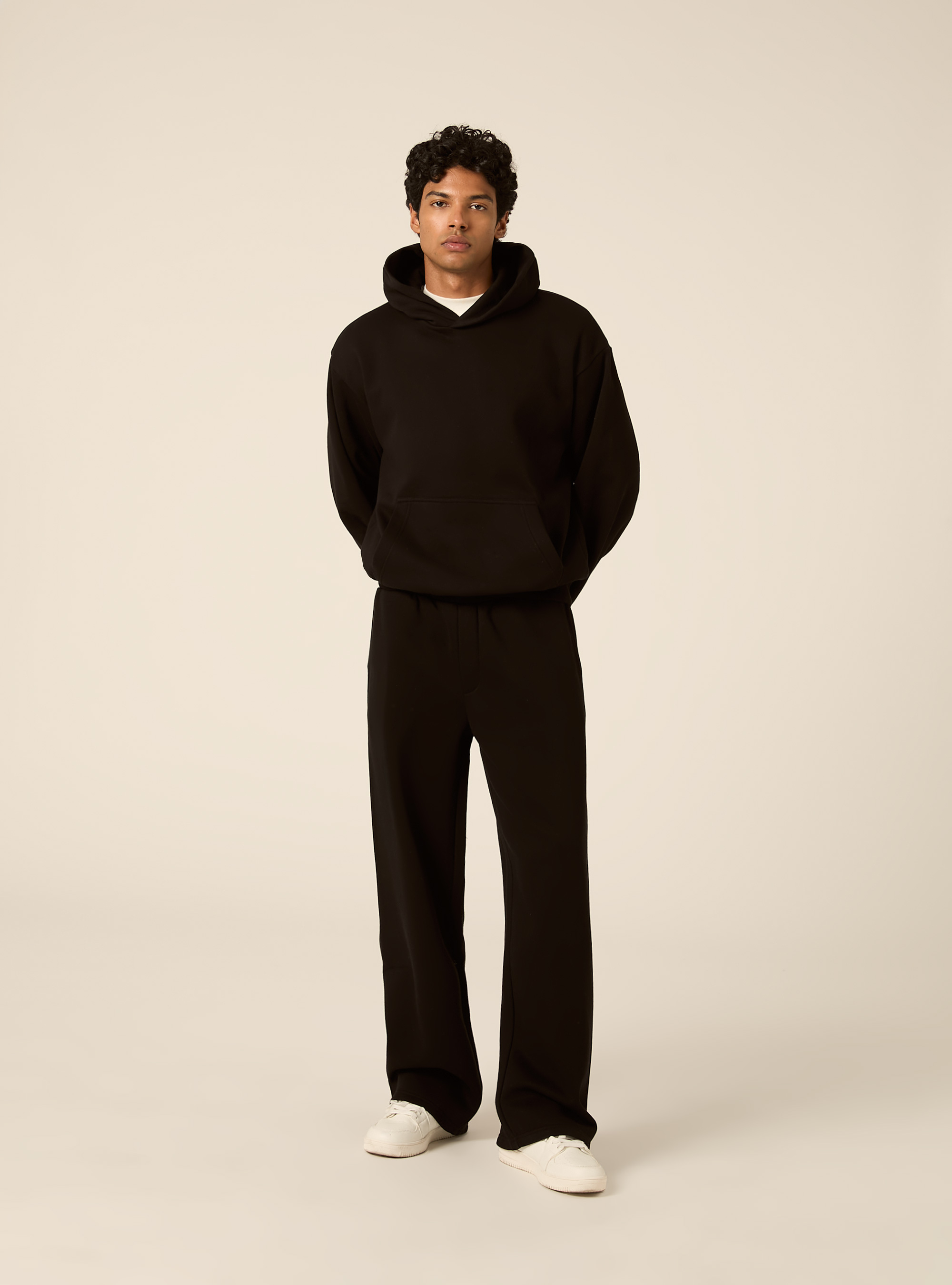 Pantaloni loose in felpa, BK1 BLACK
