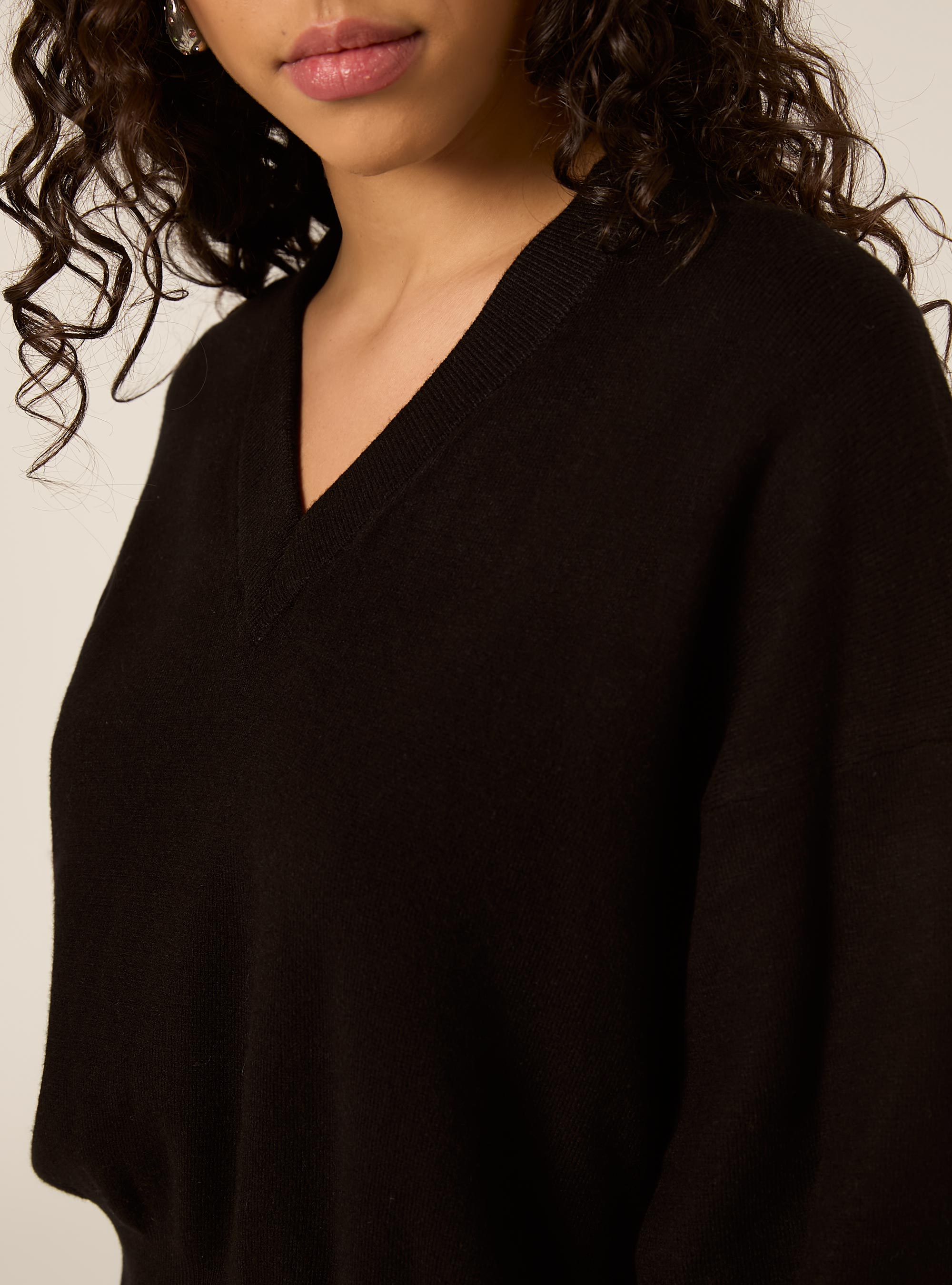 Maglia scollo a v, BK1 BLACK