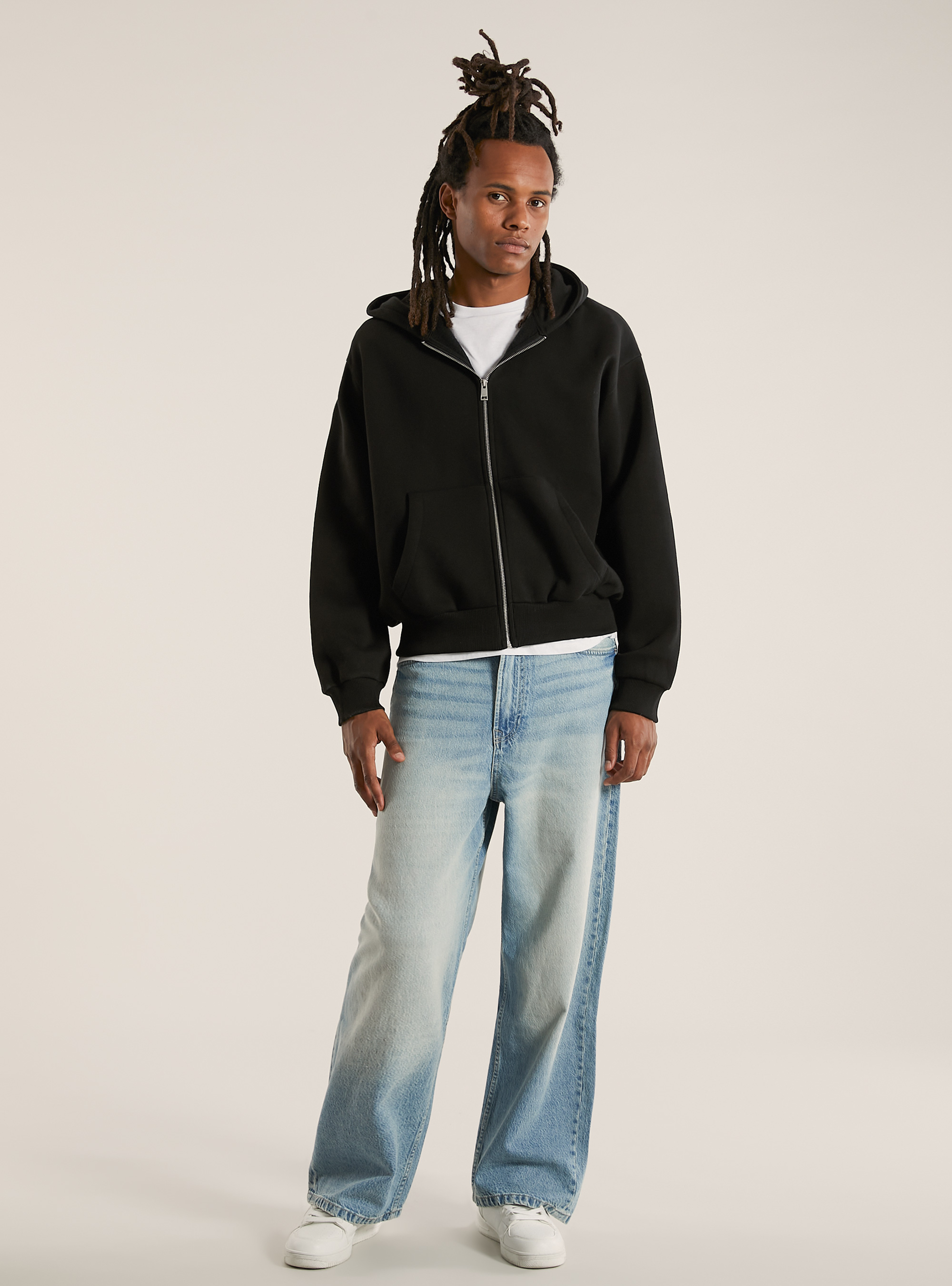 Boxy fit hoodie, BK1 BLACK