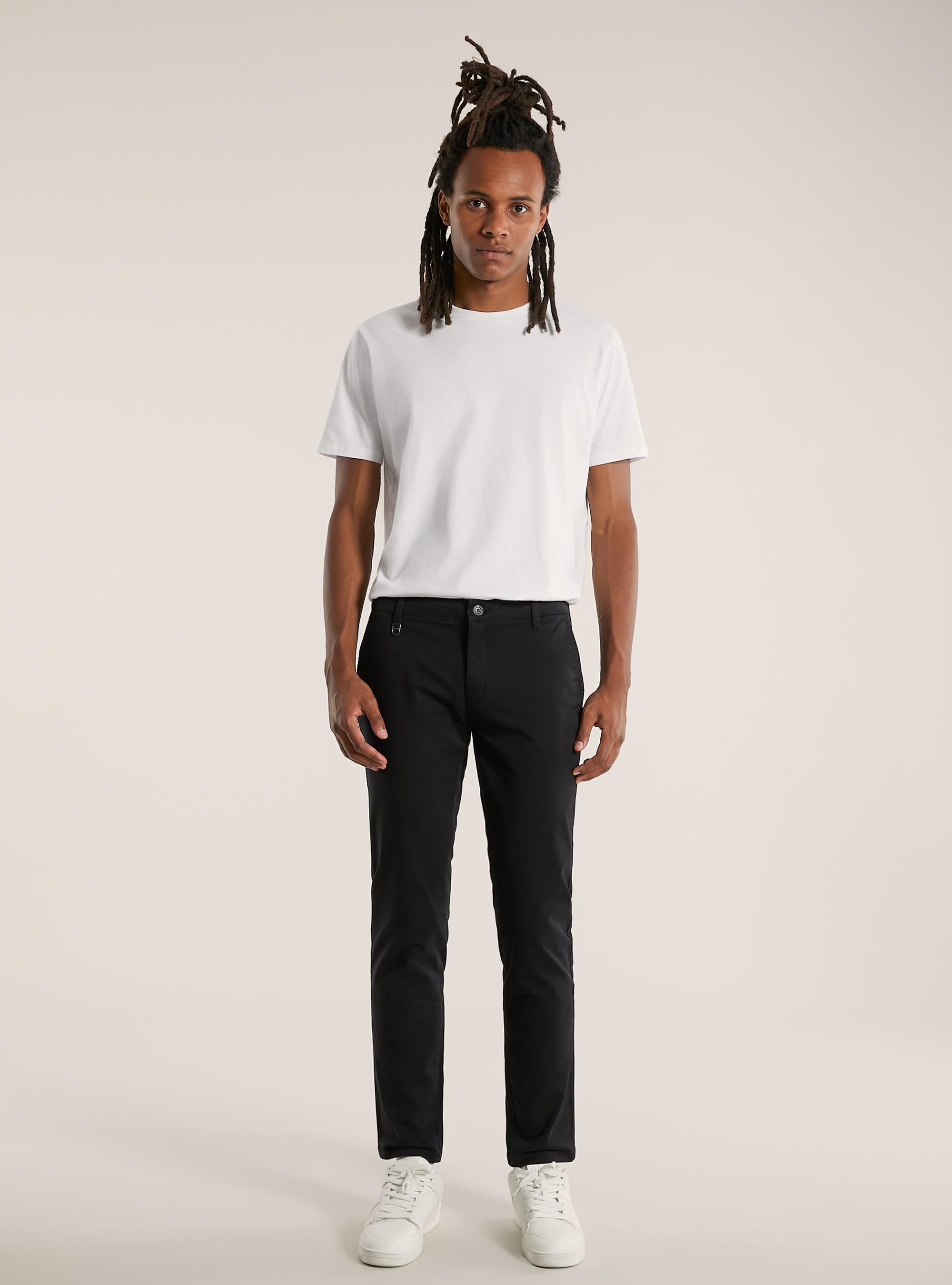 Skinny fit stretch twill chinos, BK1 BLACK