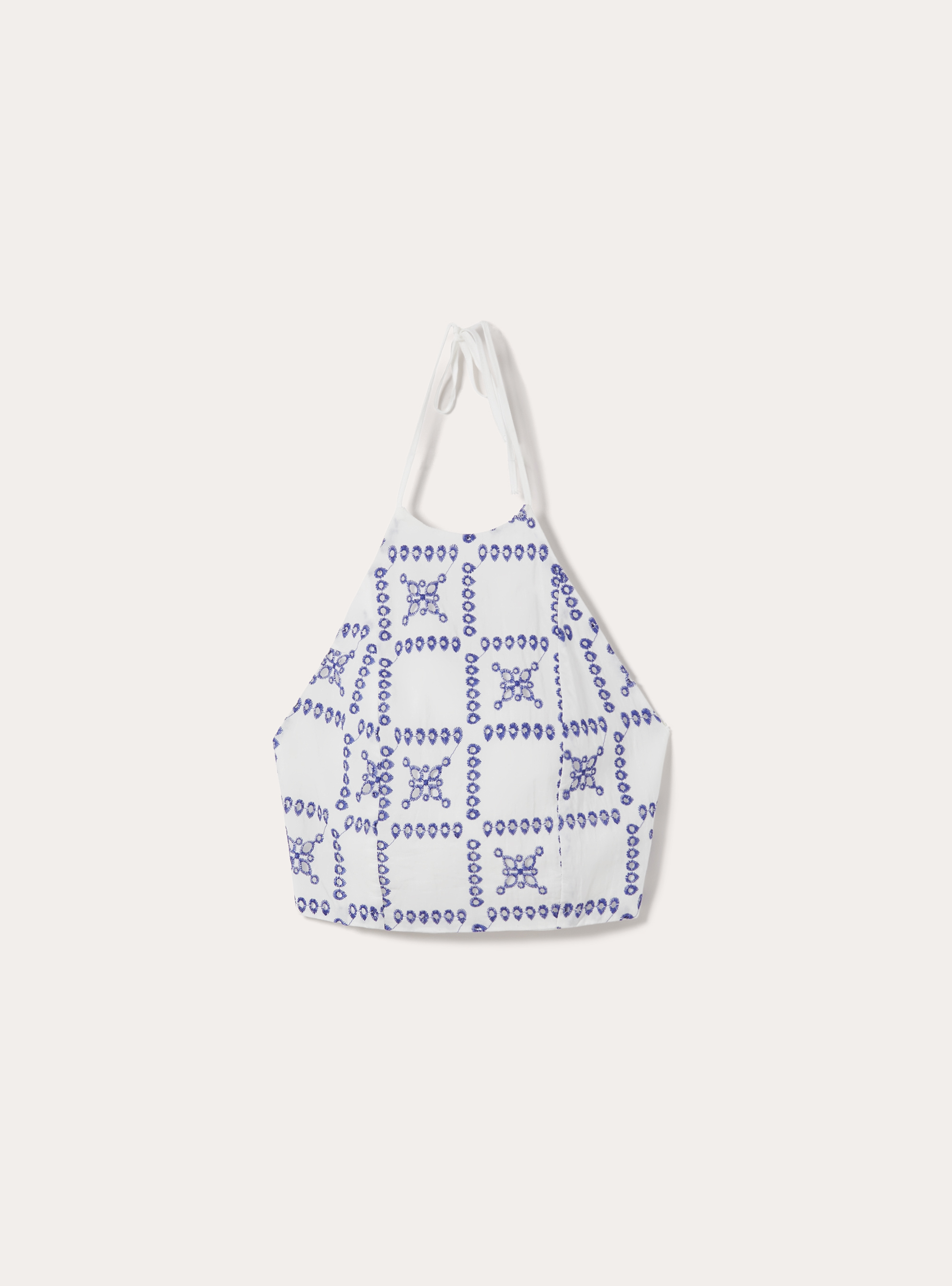 Top hatelier con ricami in contrasto, WH2 WHITE