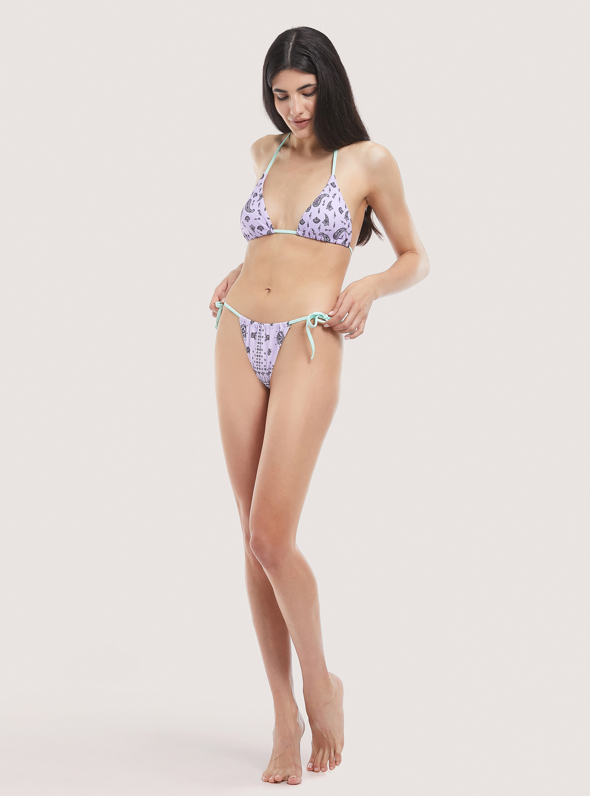 Costume de bain en tissu recycl&eacute; avec haut &agrave; nouer, PAISLEY