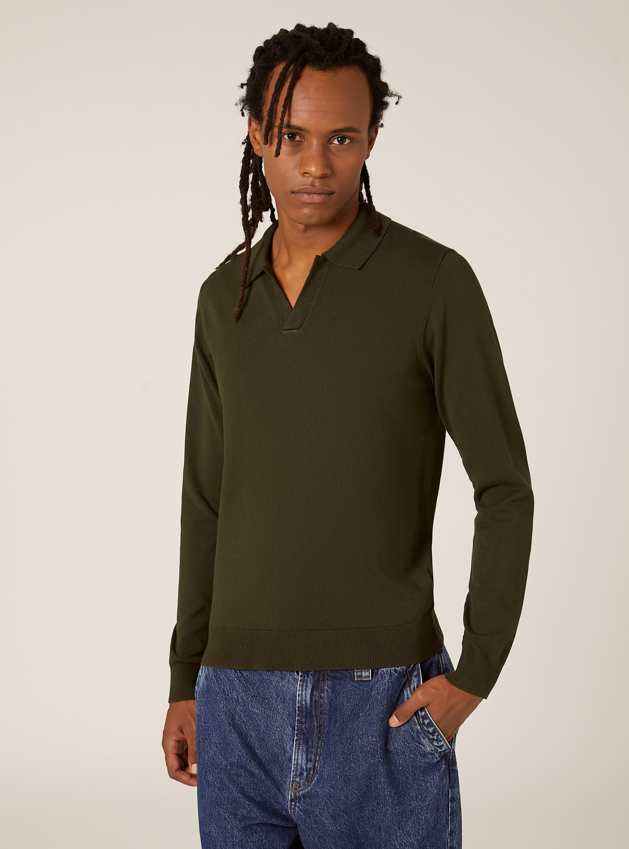 Weiches Strick-Polohemd, KY1 KAKY DARK