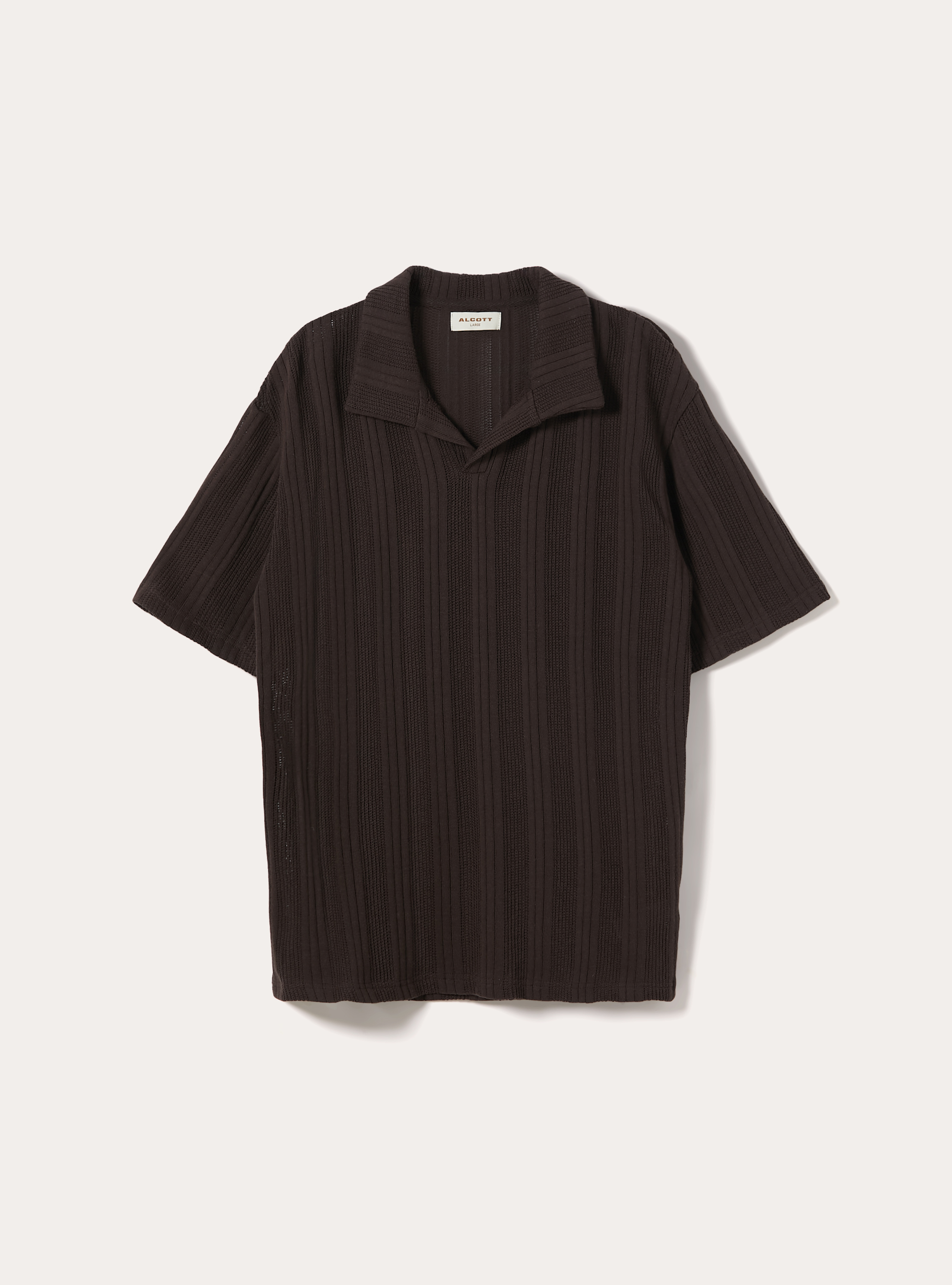 Polo in maglia traforata, MARRONE SCURO