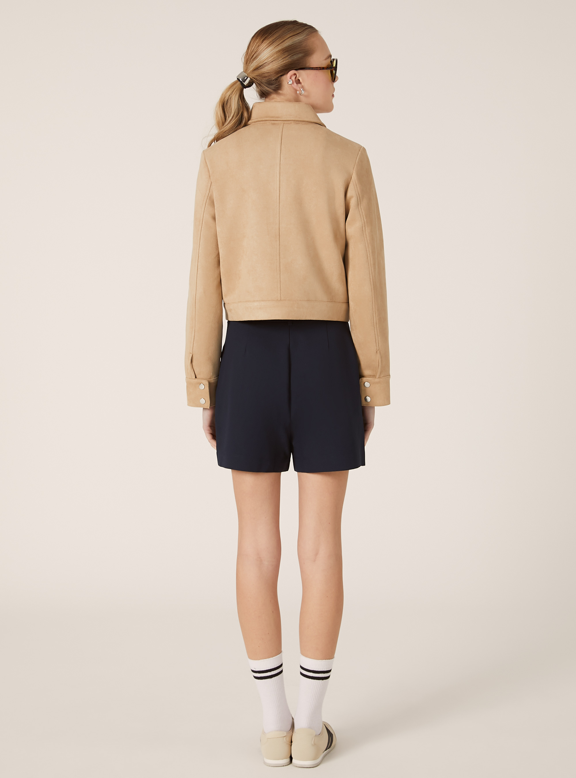 Suede-effect jacket, BG2 BEIGE MEDIUM