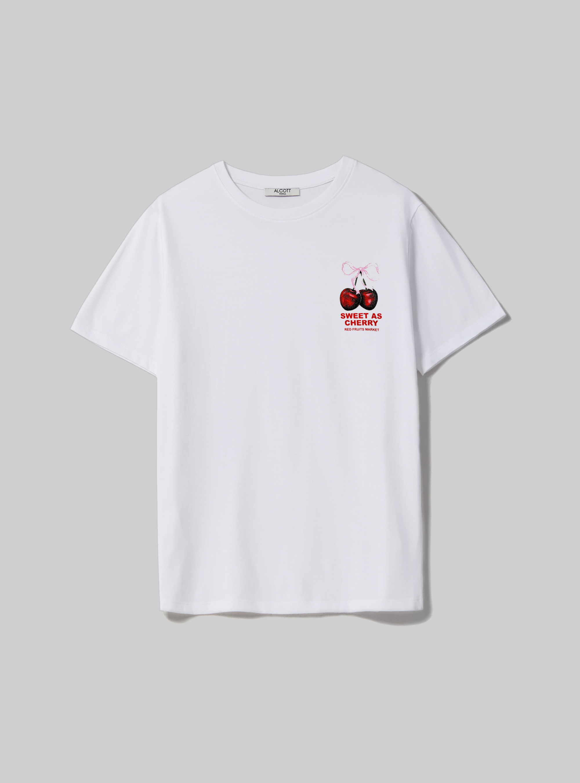 Ruffle-trimmed Ribbed T-shirt - White/cherries - Kids | H&M US