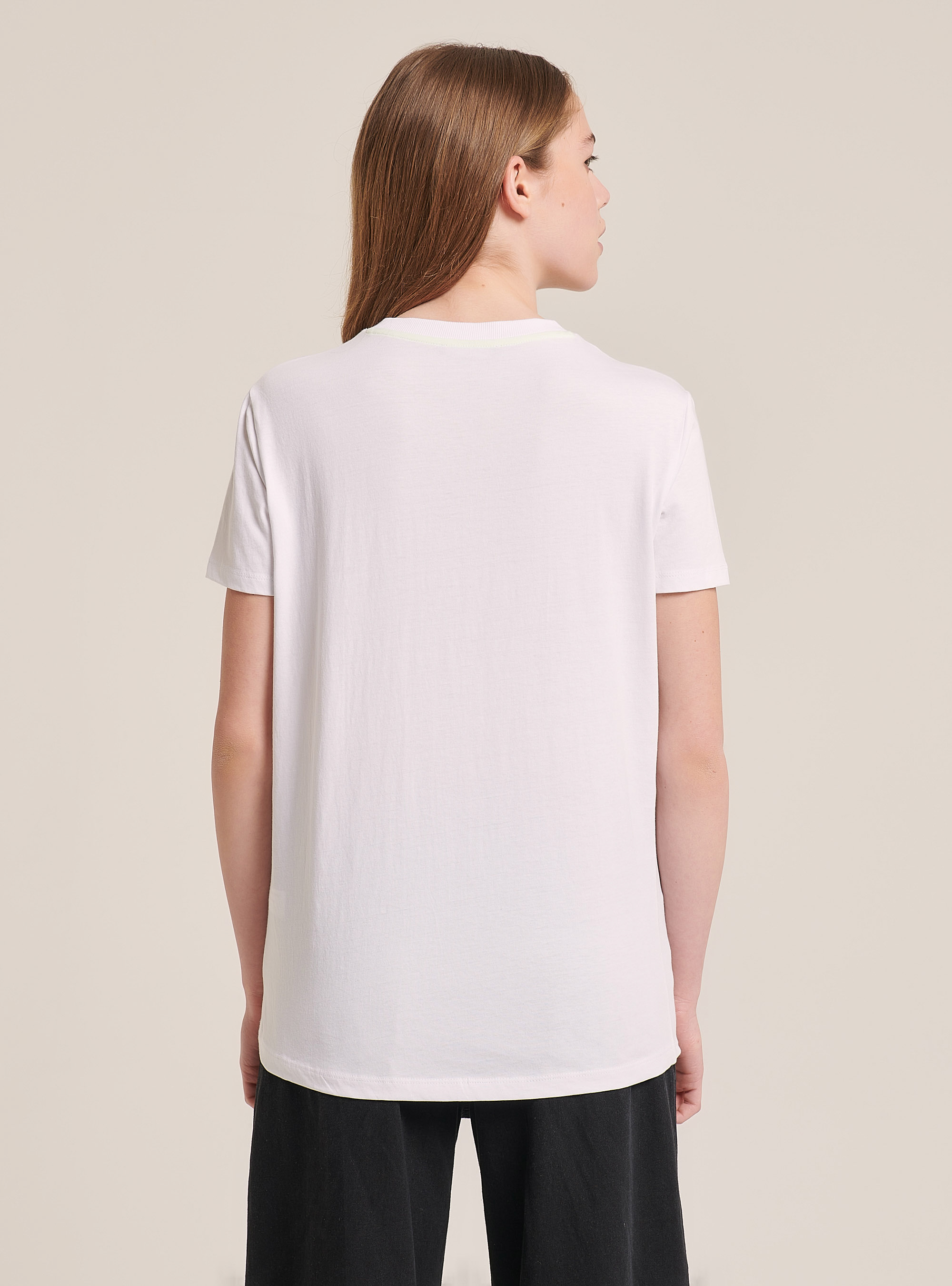 T-shirt col rond avec imprimé, C099 WHITE
