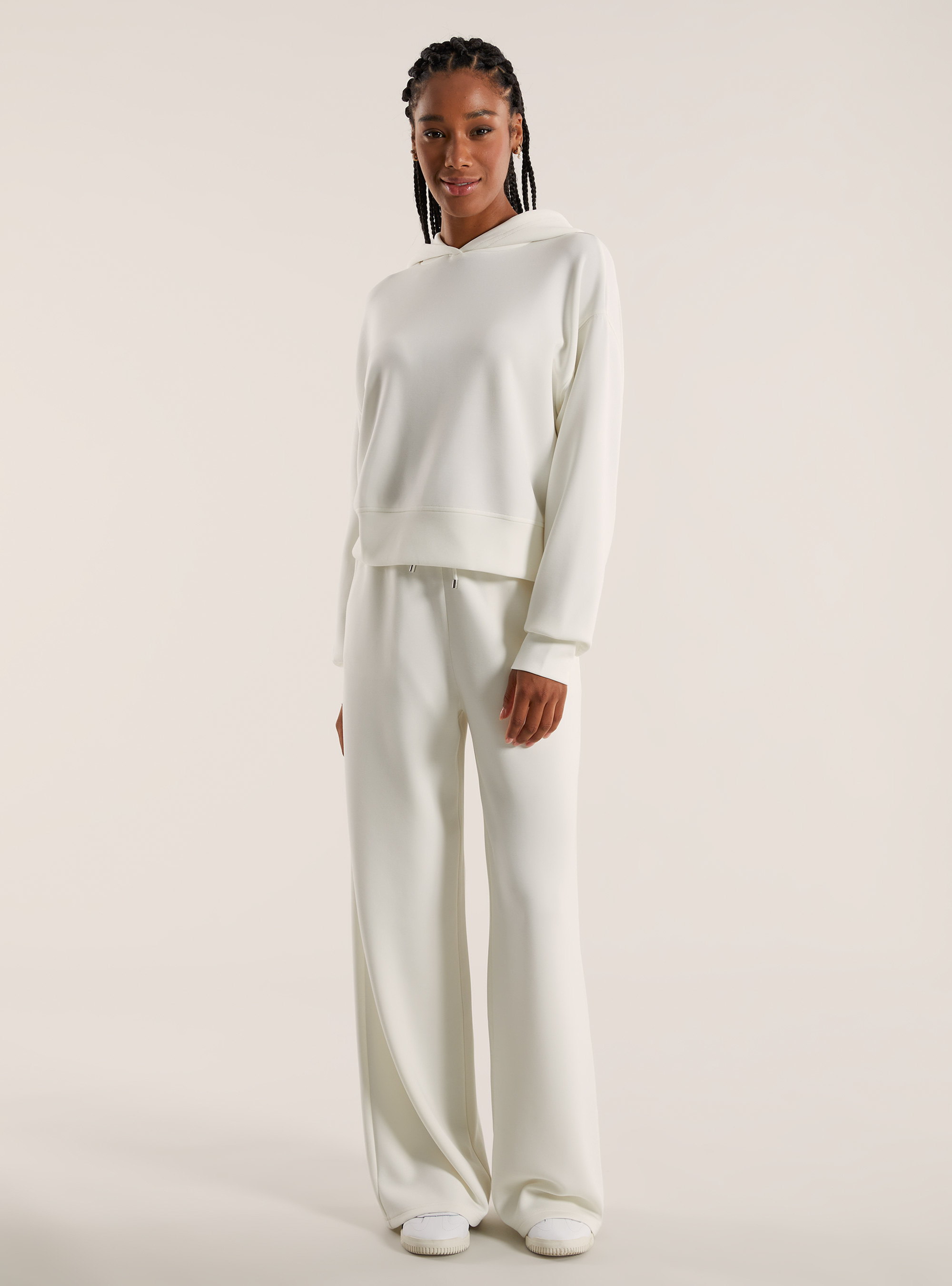 Gekürztes Sweatshirt aus weichem Scuba, WH2 WHITE