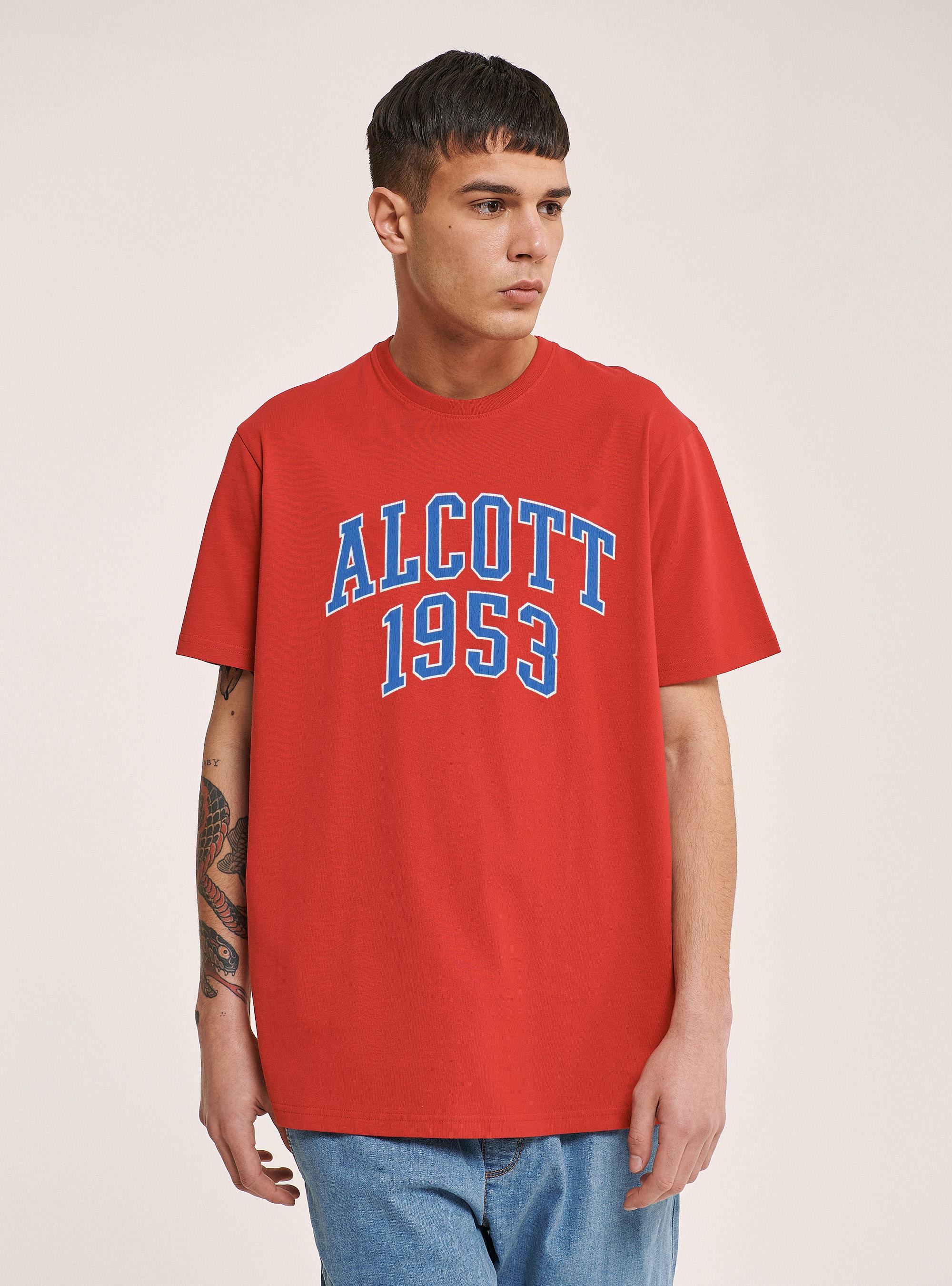 Baumwoll-T-Shirt mit Logodruck, C3393 RED