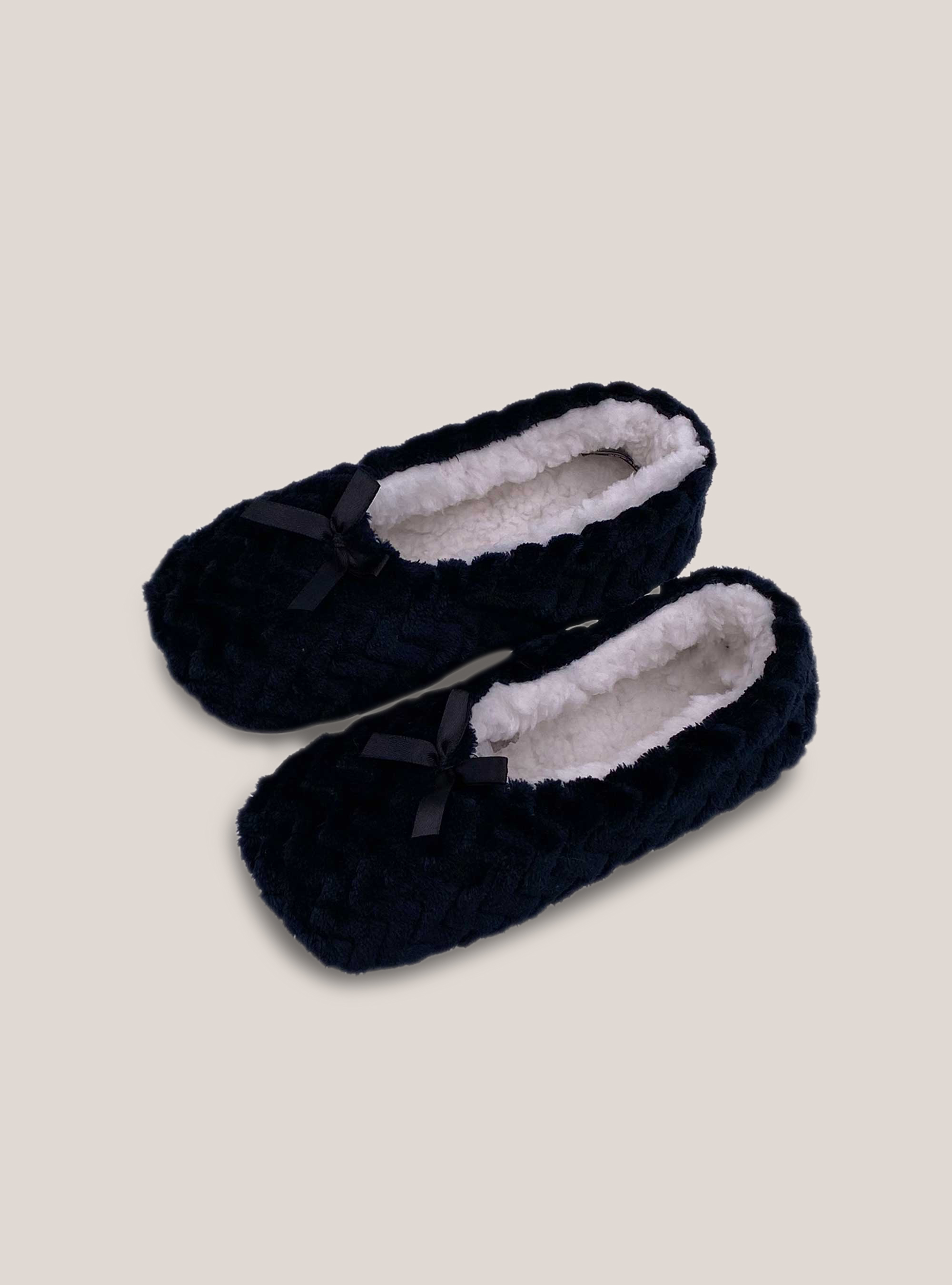 Slippers with bow, NEGRO