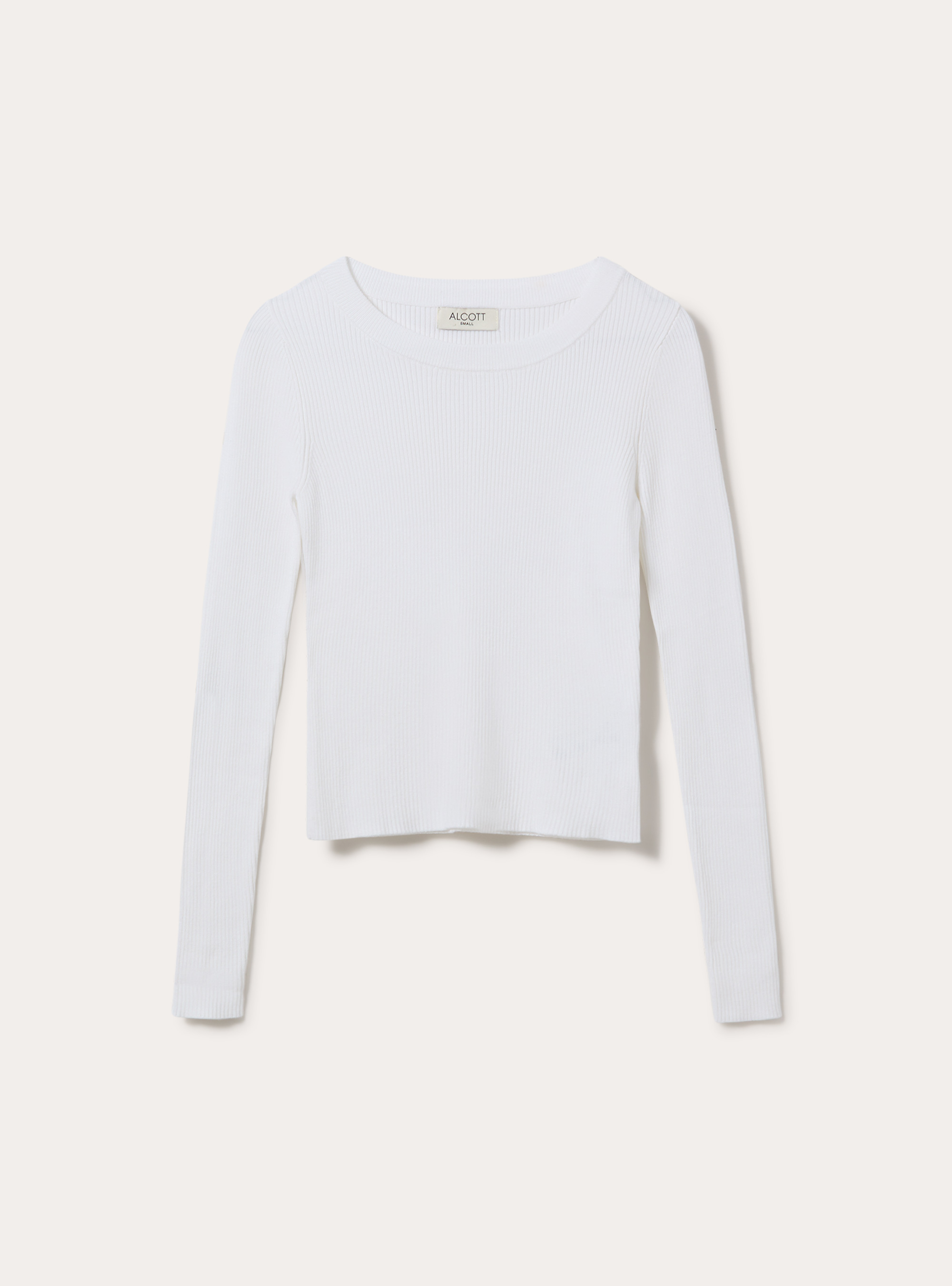 Maglia girocollo a coste, WH2 WHITE