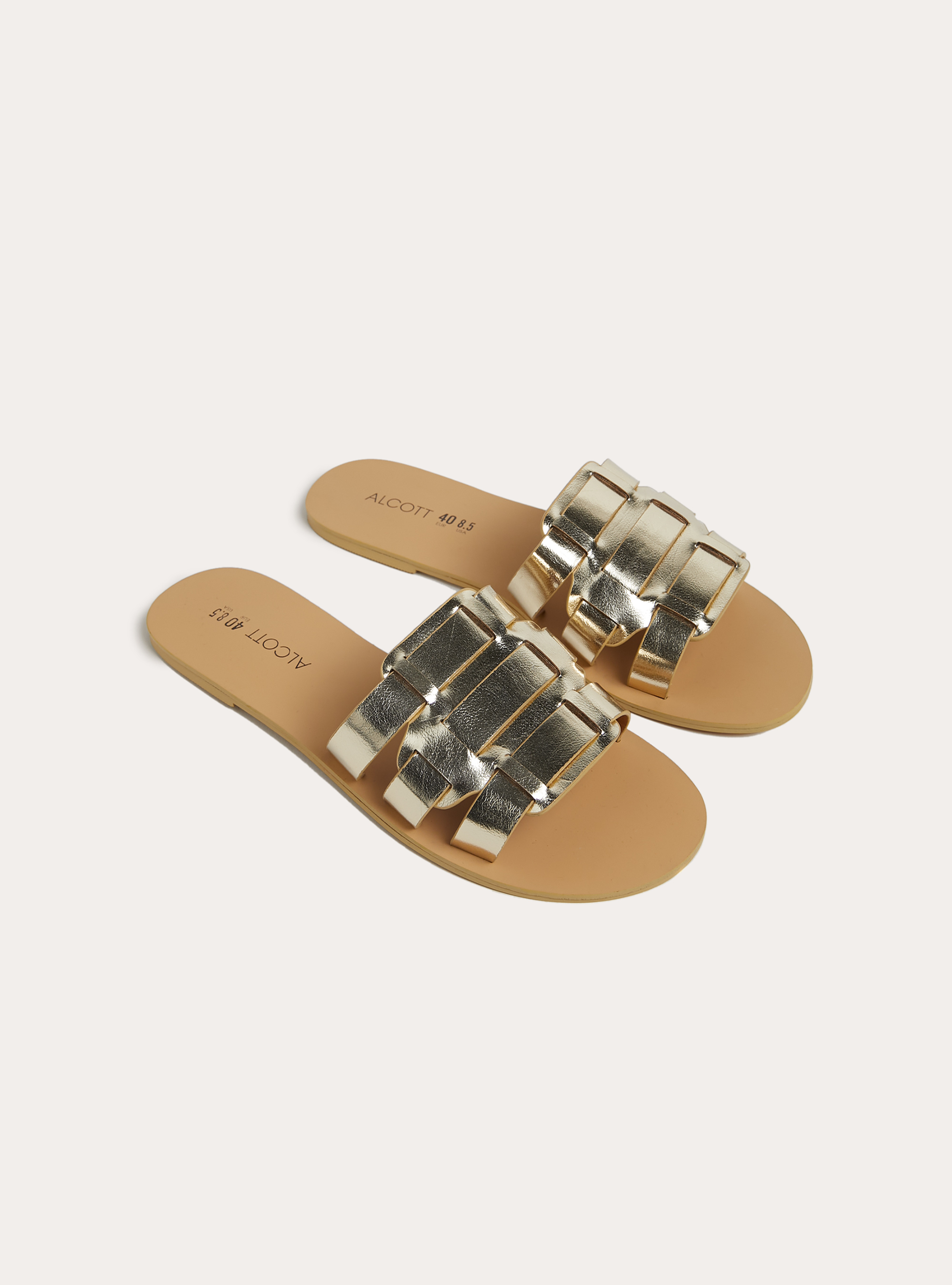 Metallic gold low sandals, GD2 MEDIUM GOLD