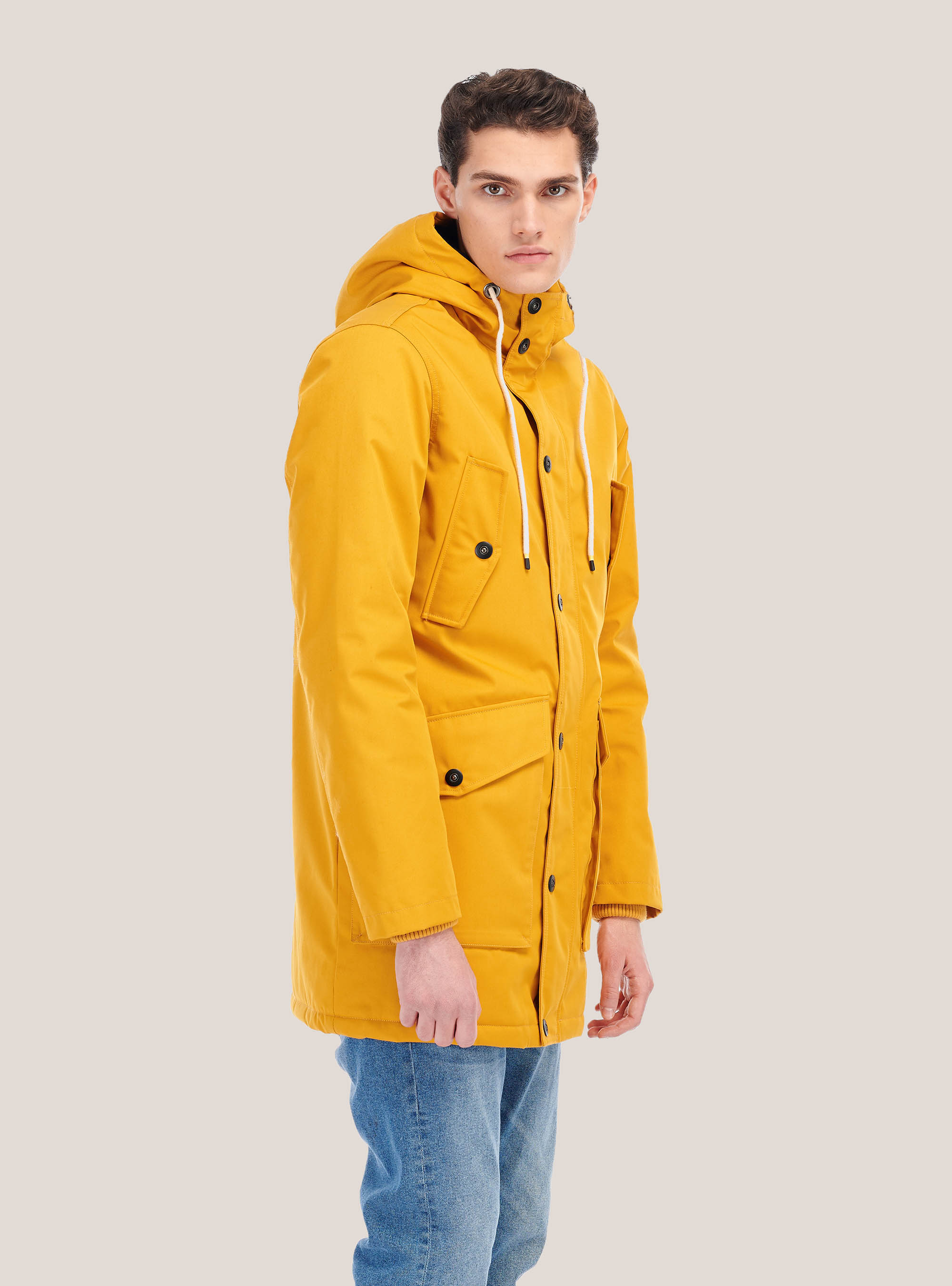 PARKA JACKET WITH POCKETS, C7742 YELLOW
