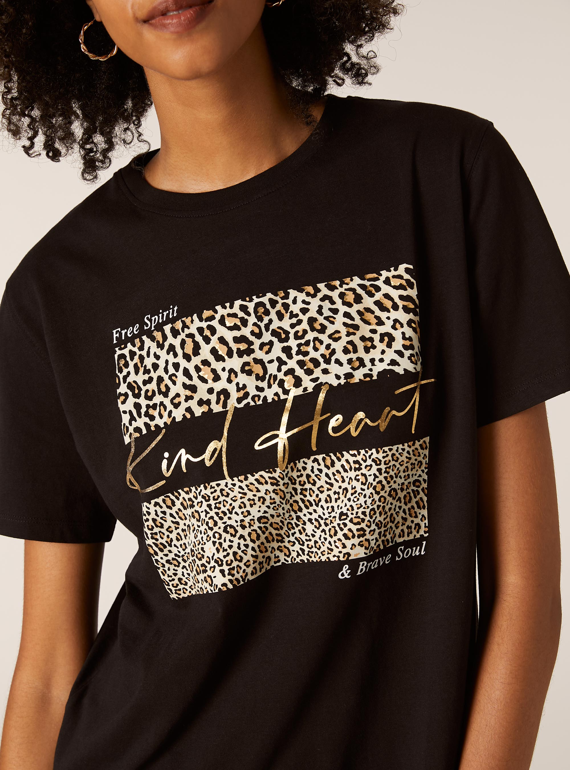 T-shirt à imprimé métallique, BK1 BLACK