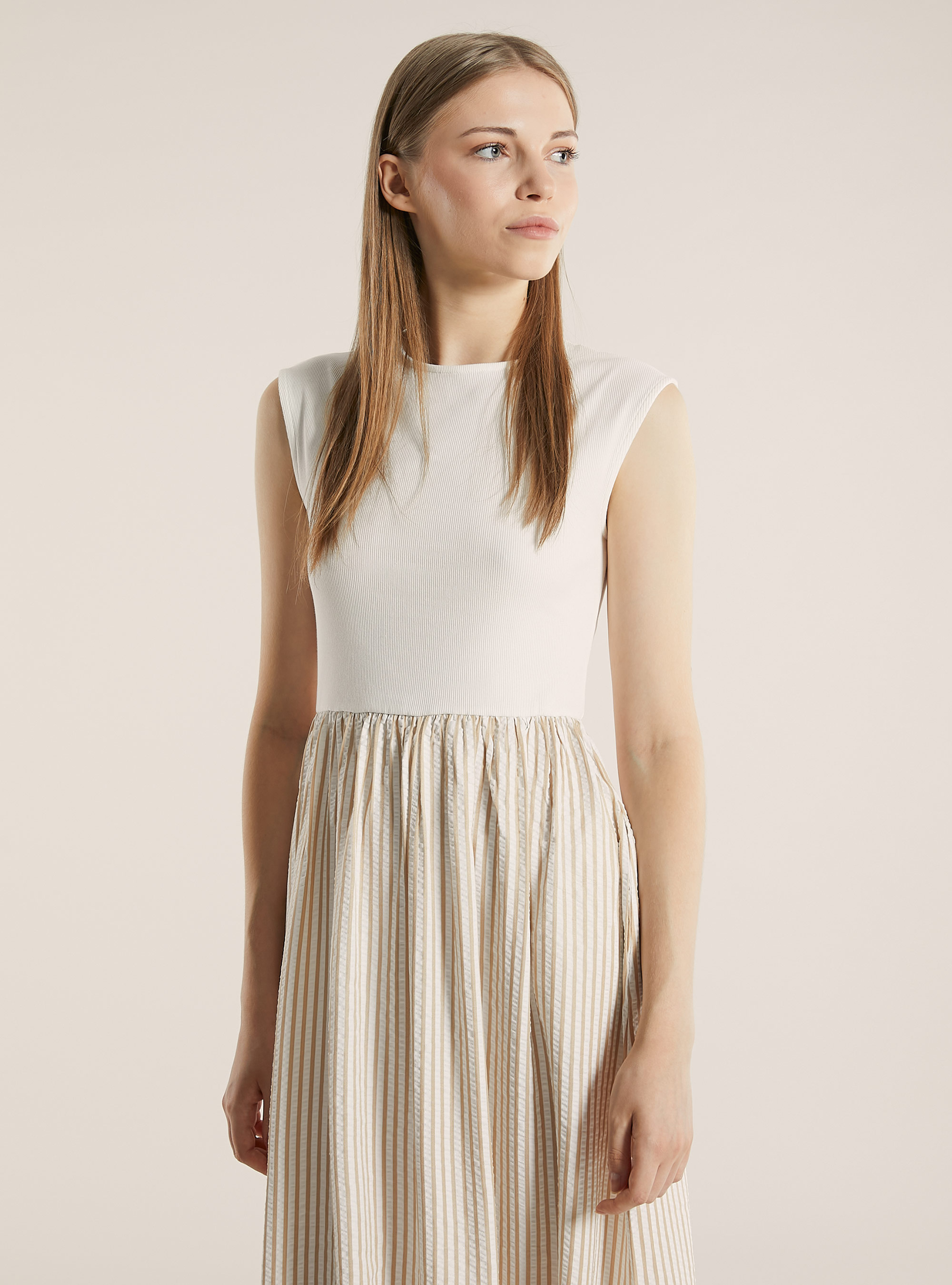 Combined midi dress, WH1 OFF WHITE