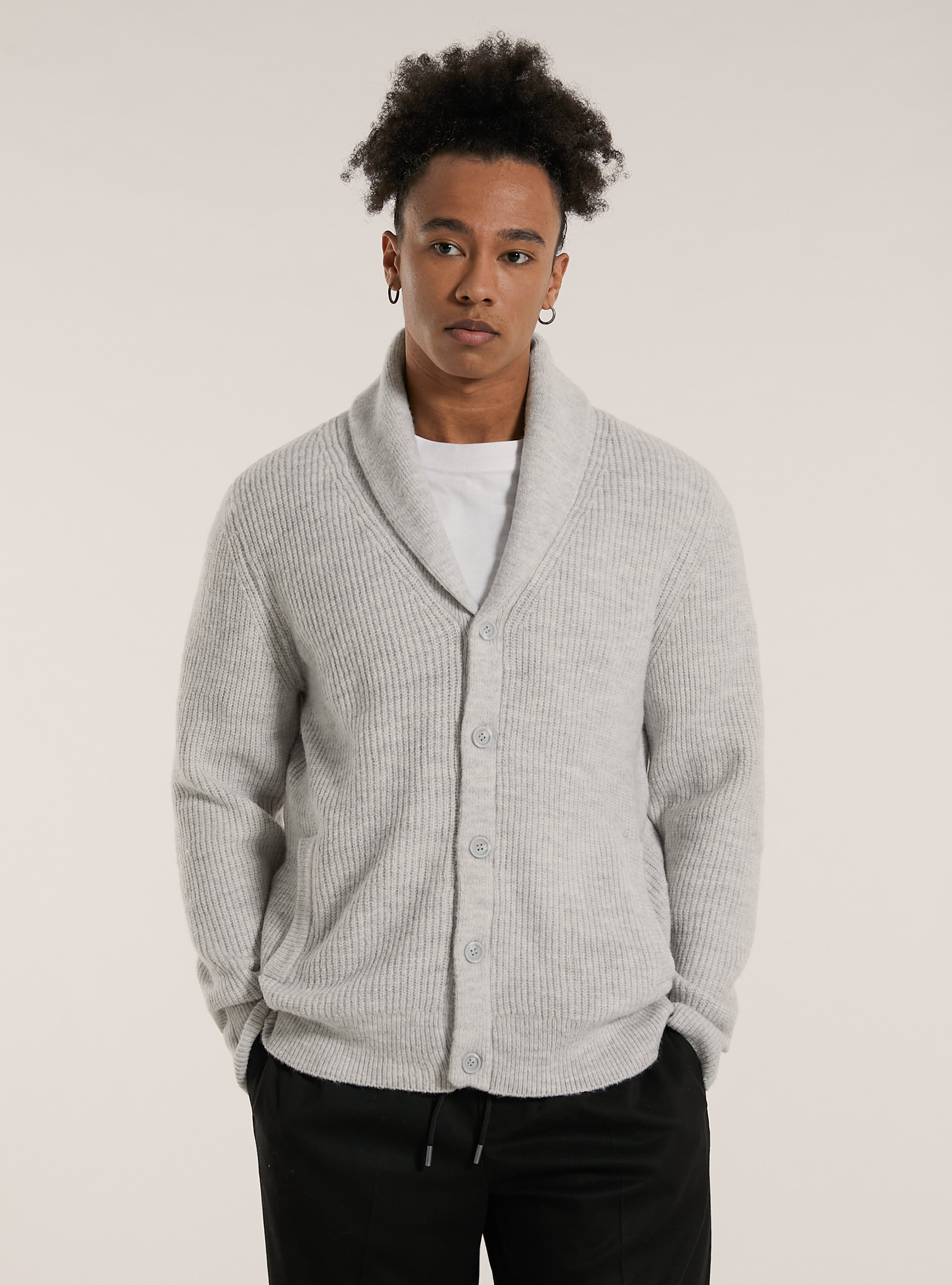 Pullover cardigan sof touch, MGY2 GREY MEL MEDIUM