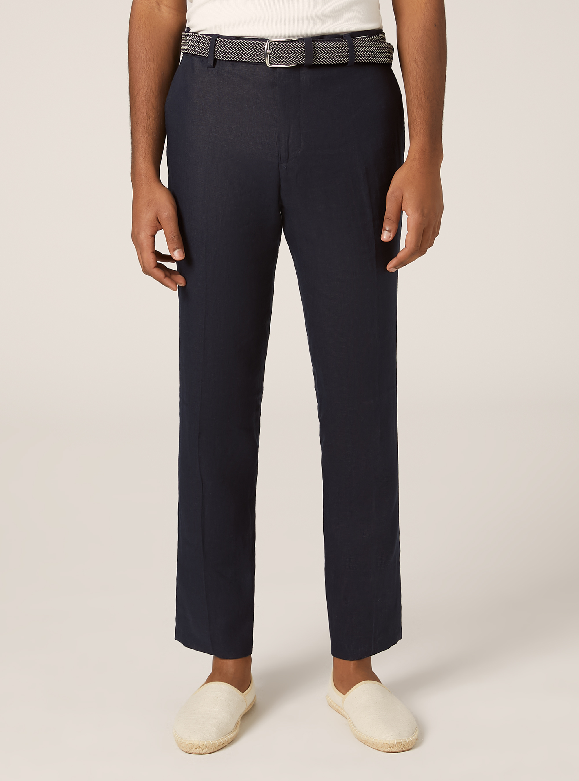 Pantalones de lino puro, NA1 NAVY DARK