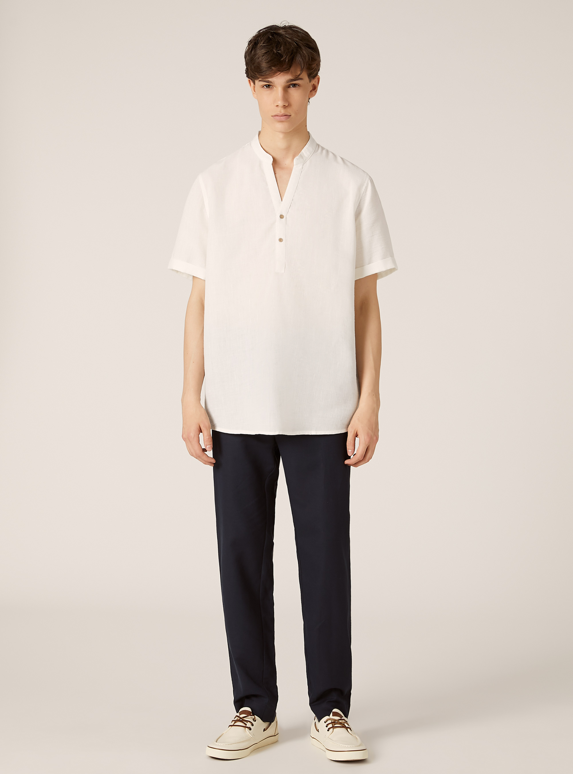 Shirt with Korean collar, WH2 WHITE