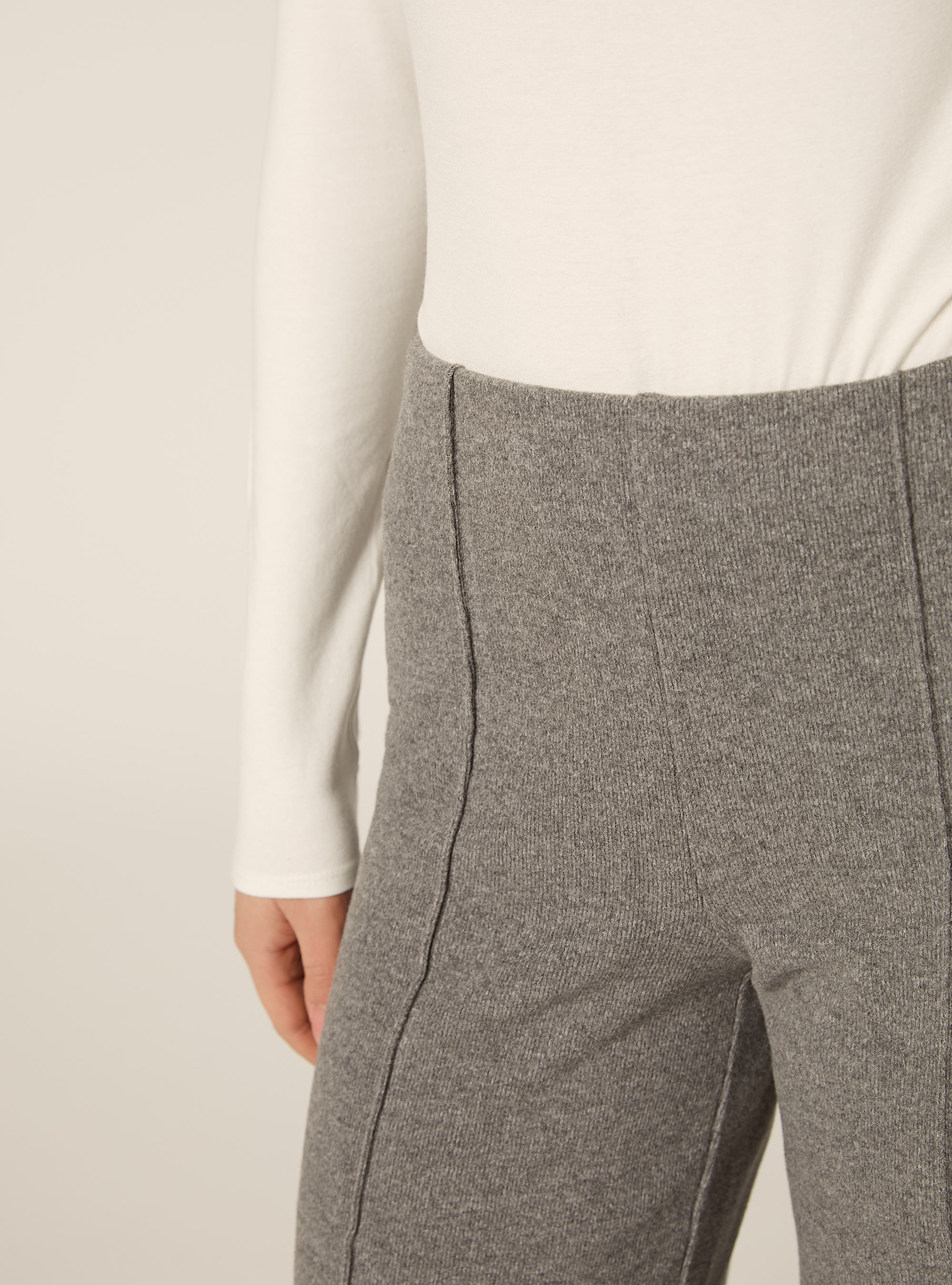 Pantaloni in maglia con nervatura, MGY2 GREY MEL MEDIUM