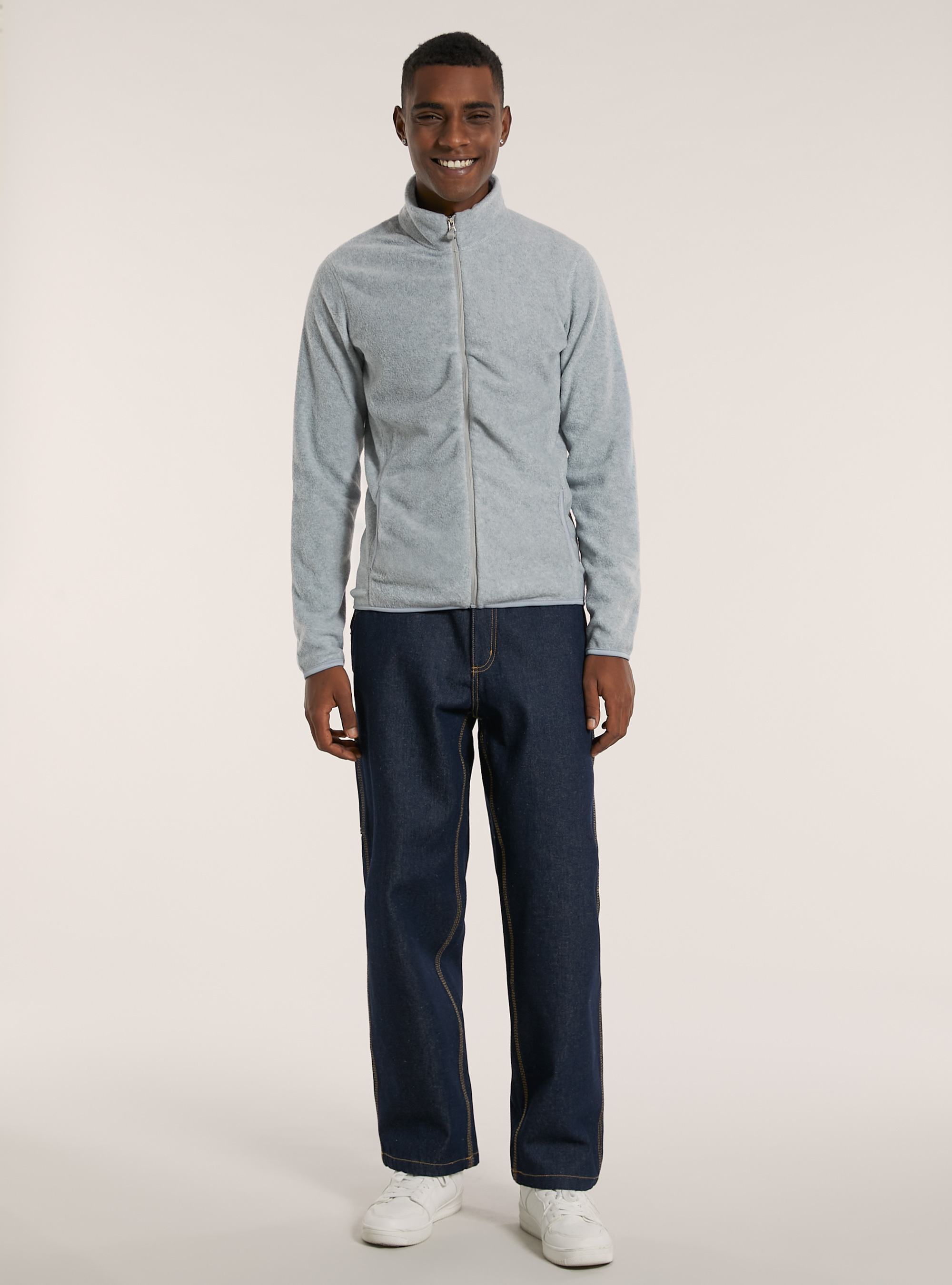 Cardigan polar fleece, MGY2 GREY MEL MEDIUM