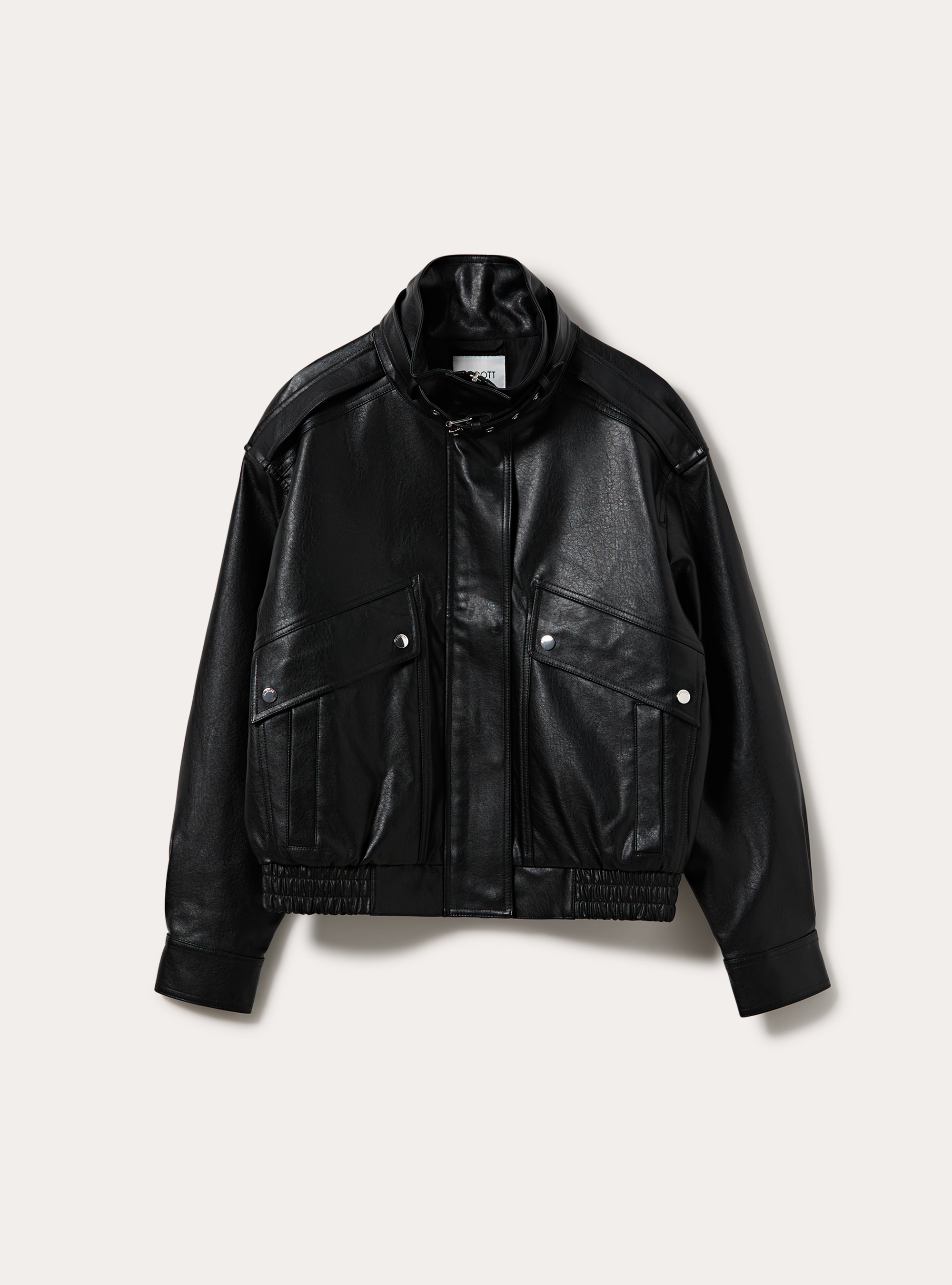 Giubbotto bomber effetto pelle, BK1 BLACK