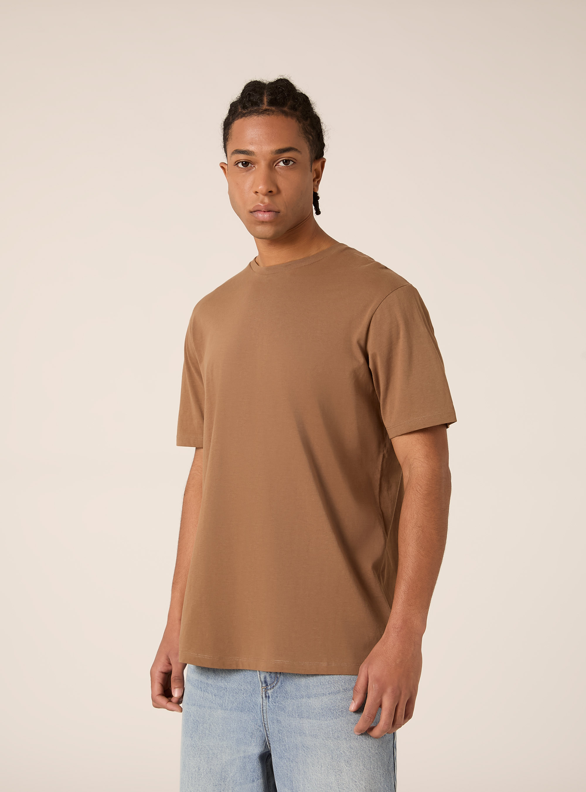 T-shirt basique en coton, BR2 BROWN MEDIUM
